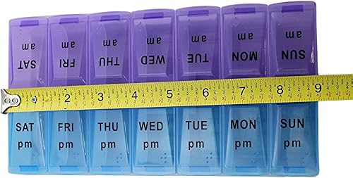 Miniatura 4 de Organizador de píldoras jumbo extra grande de 9 x 4.75 pulgadas, 7 días, 2 veces al día, pastillero semanal AM PM, pastillero, contenedor de