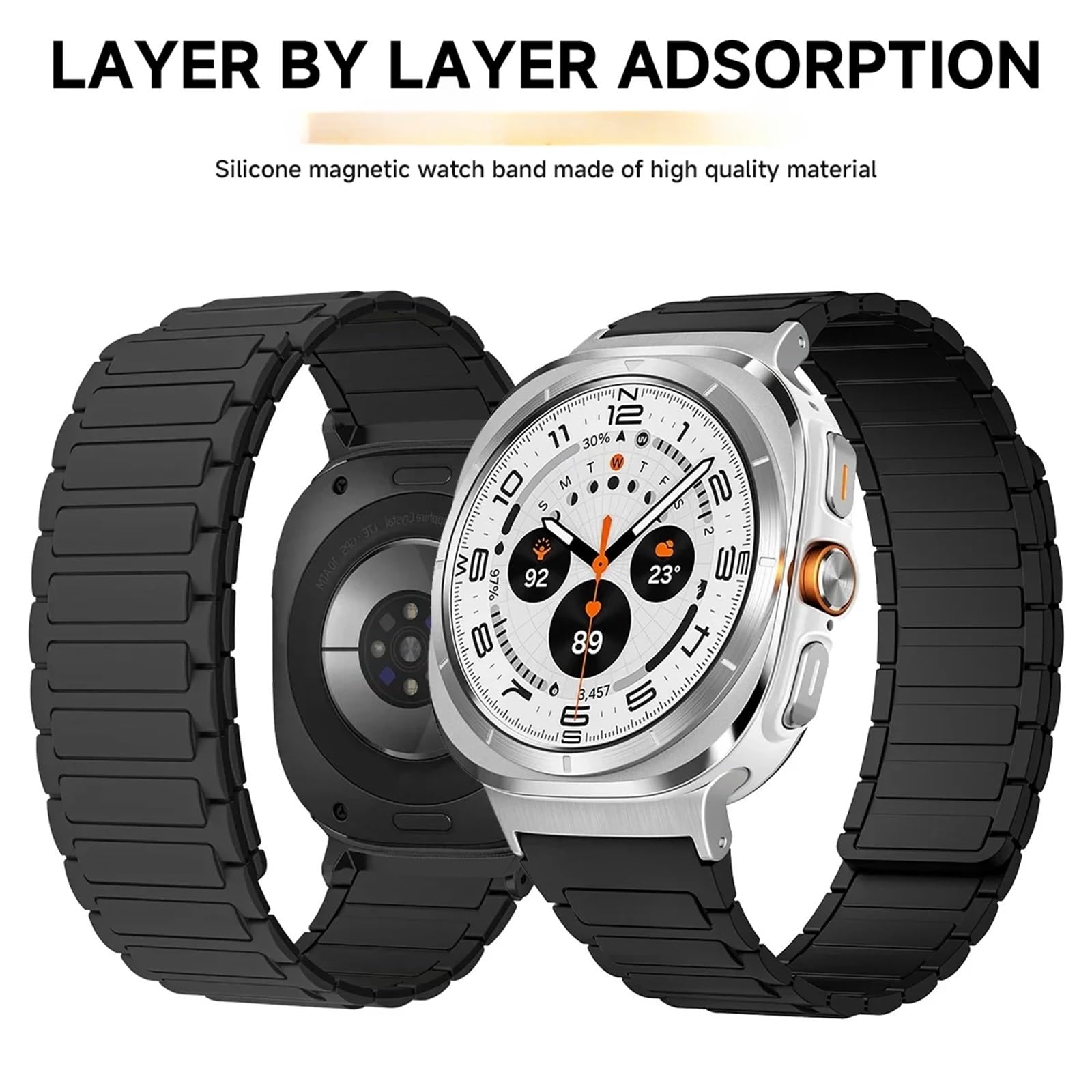JDIME Cinturino magnetico in silicone per Galaxy Watch 7 Ultra 47mm Bracciale con cinturino ad anello per Galaxy Watch Ultra 47MM Nessun gap cinturino rapido