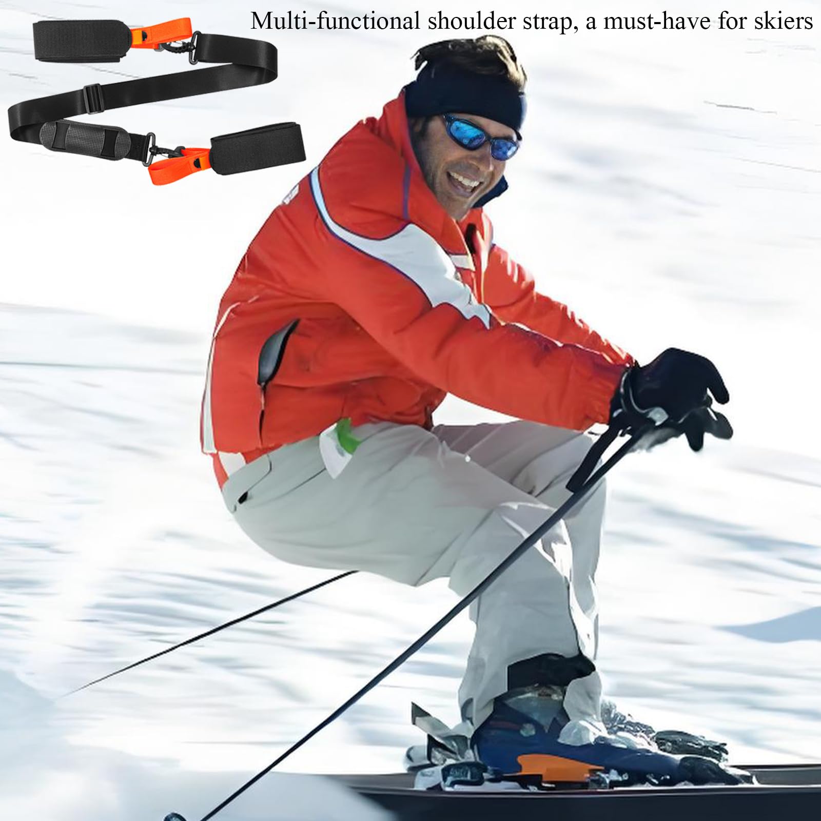 Esquí Correa y Correa para Transportar Bastón, Ski Straps Ajustables con Hebilla Metálica