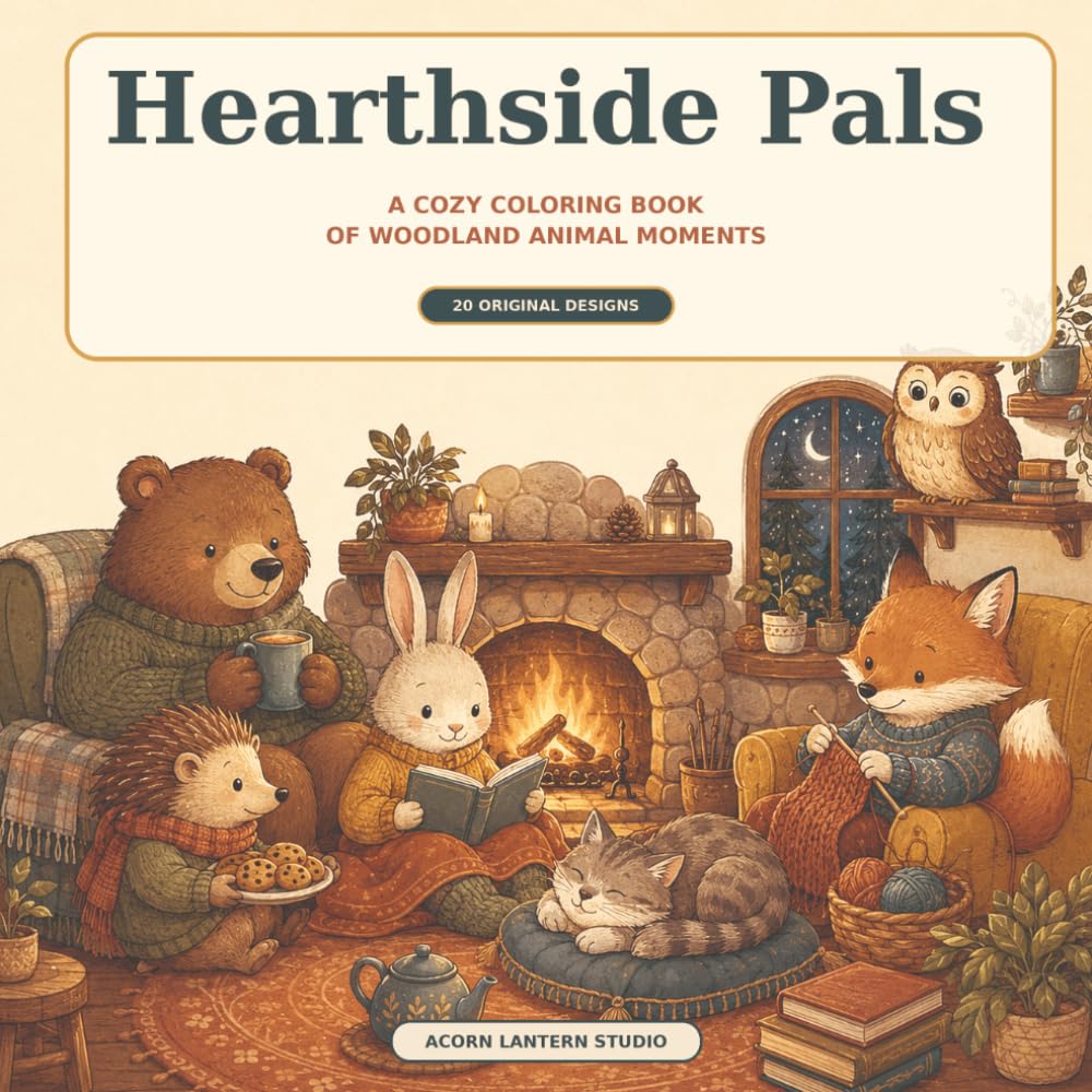 Hearthside Pals: A Cozy Coloring Book of Woodland Animal Moments