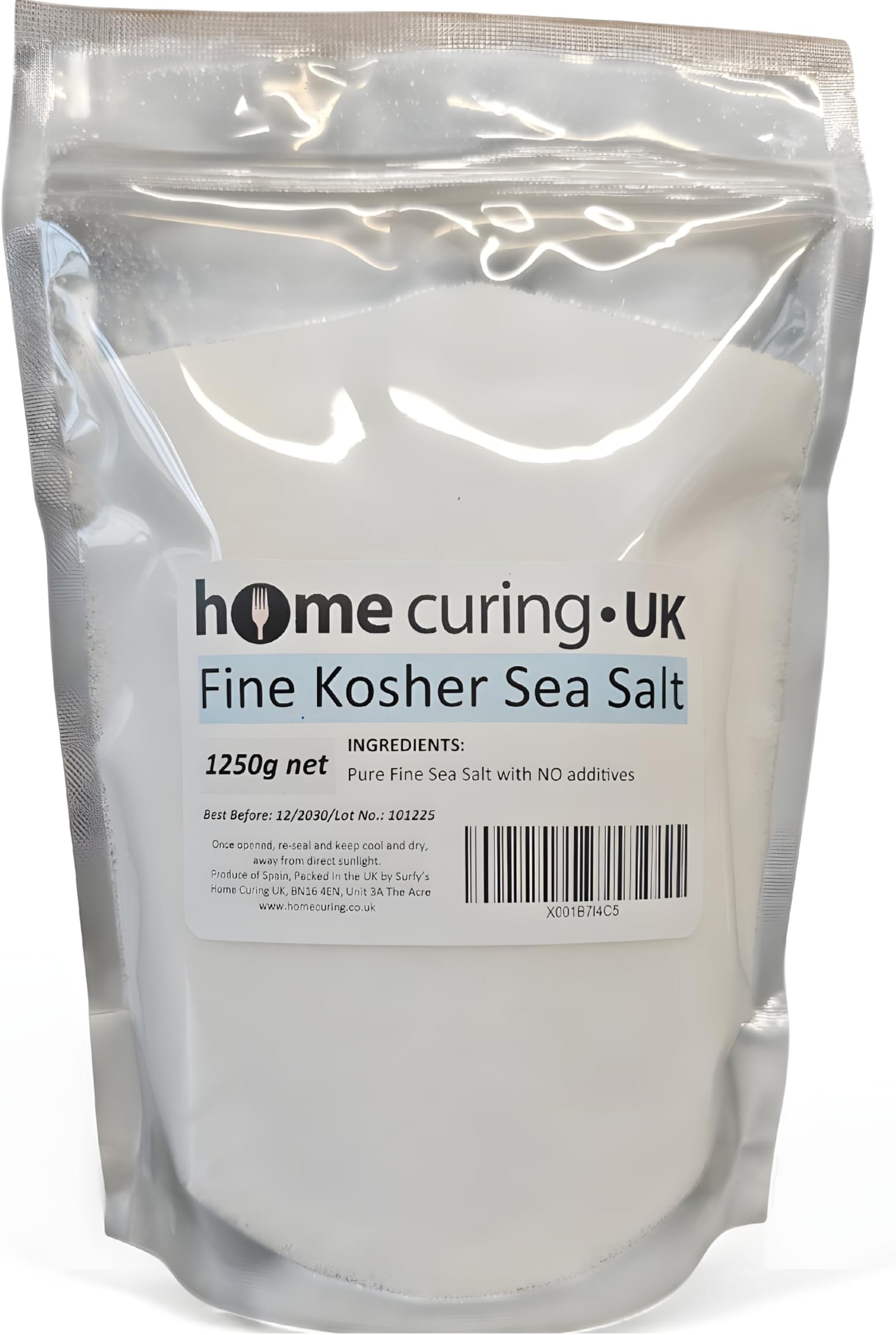 Fine Kosher Sea Salt, 100% Pure, NO Additives, NON-IODISED. (1.25kg)