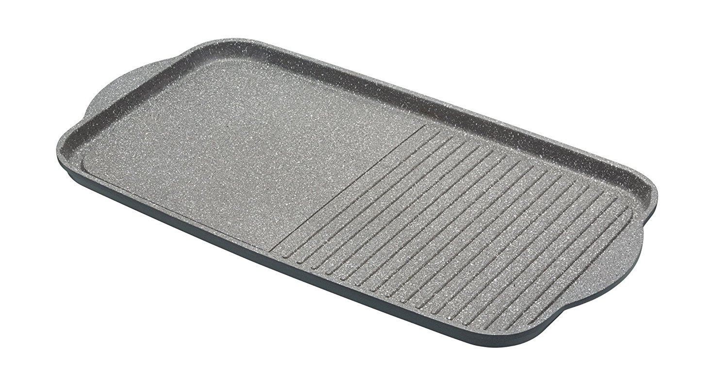 Rackhams Grey Cast Aluminium 51Cm Dual Griddle Tray - Aluminium - Griddle Pan