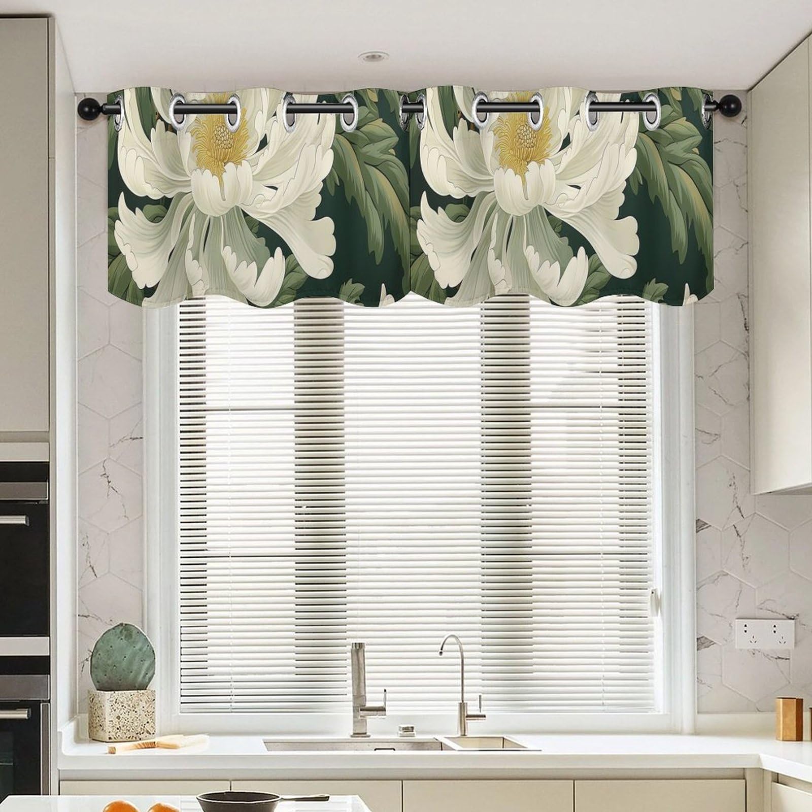 Cenefas de salón florales Honshu juego de 2 paneles bohemios para dar luz a cocinas oscuras