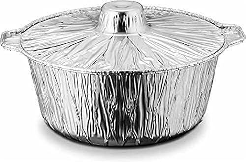 Miniatura 4 de Juego completo de ollas de aluminio desechables con tapa, ideal para usar en estufa (4, grande 5.5 cuarzo 13 x 5 pulgadas (largo x alto)