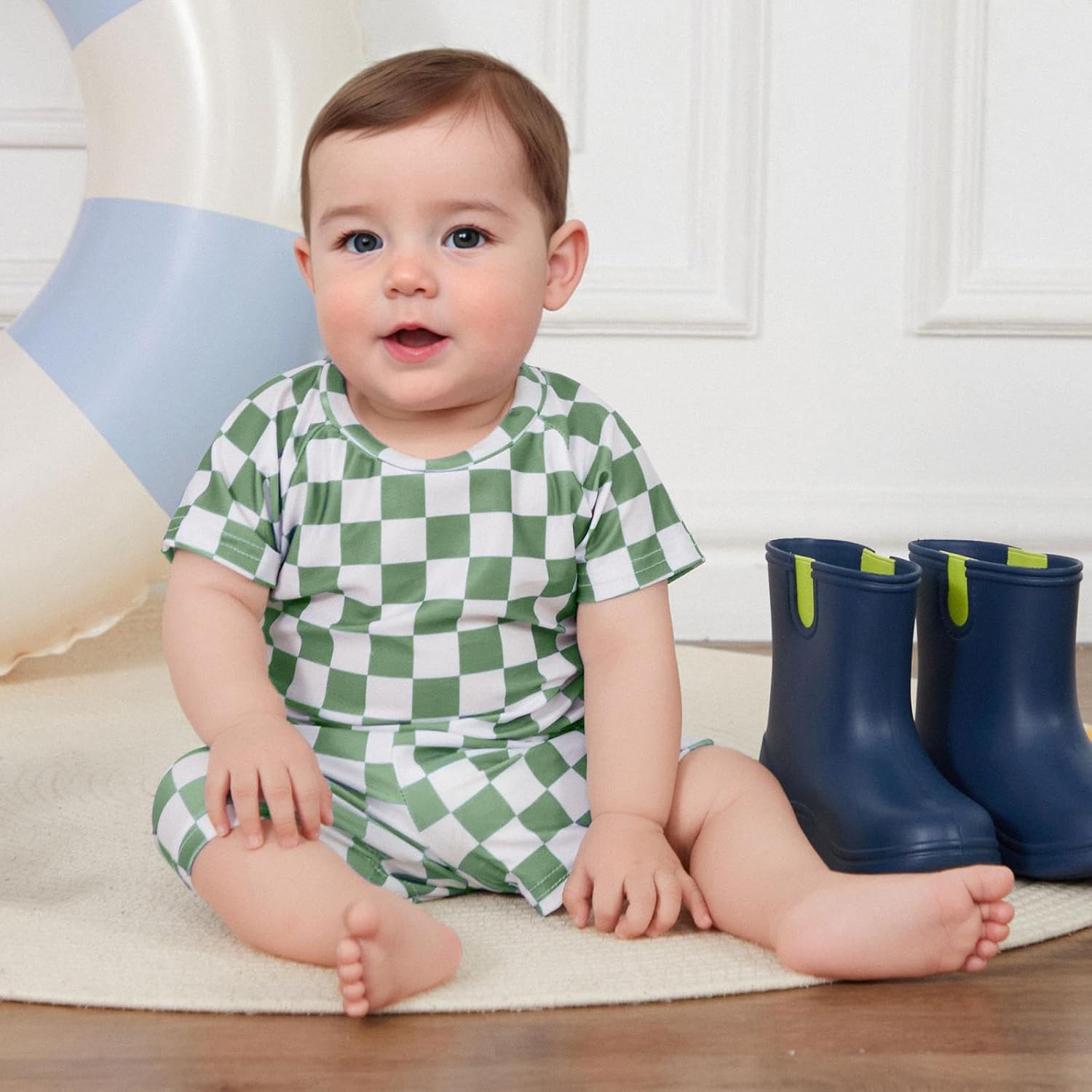 Toddler Boy Two Piece Swimsuit Short Sleeve Top Trunk Rashguard Swimwear Boy Sun Protection Beach Clothing - Image 2