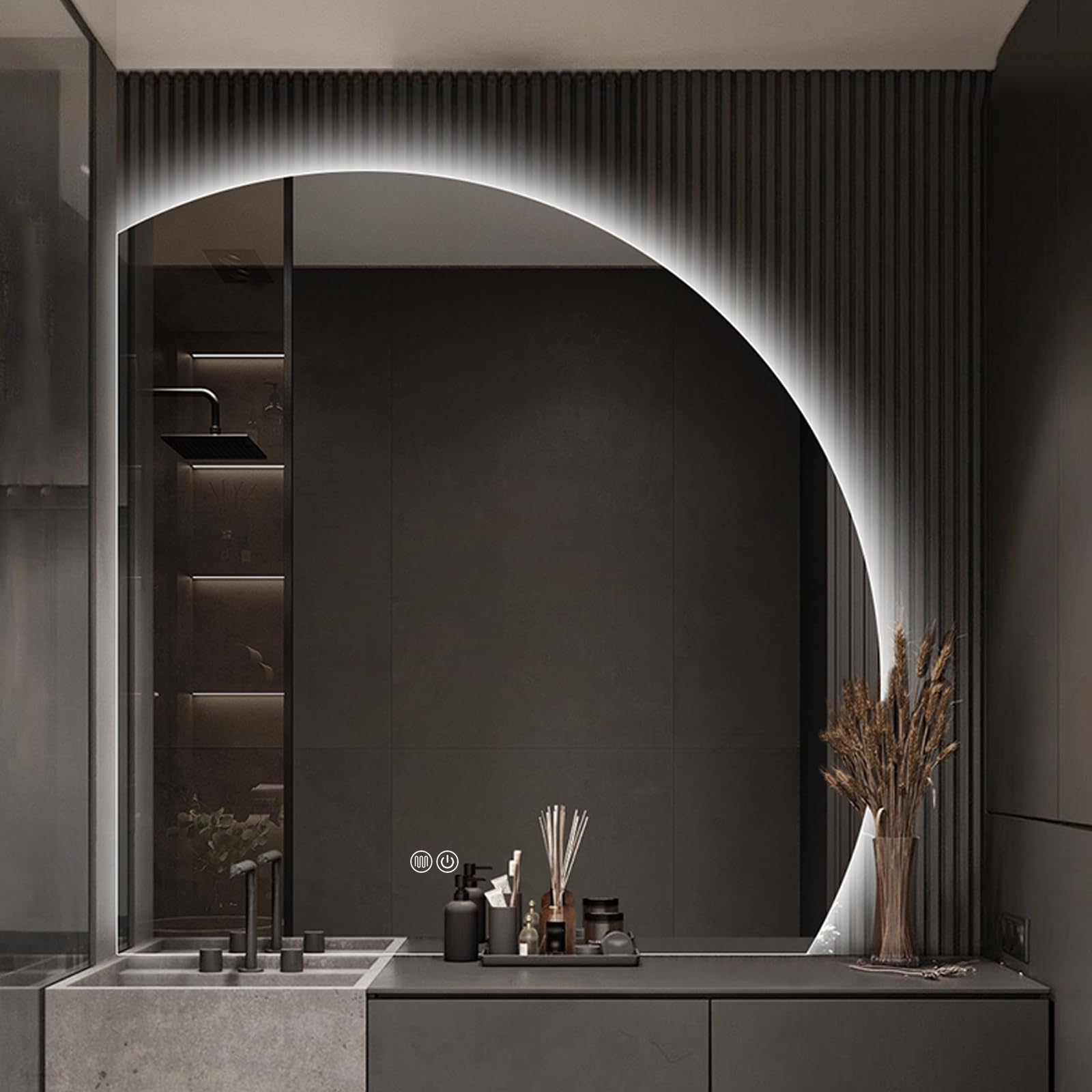 Miroir salle de bain rétroéclairé LED 50cm anti-buée intelligent