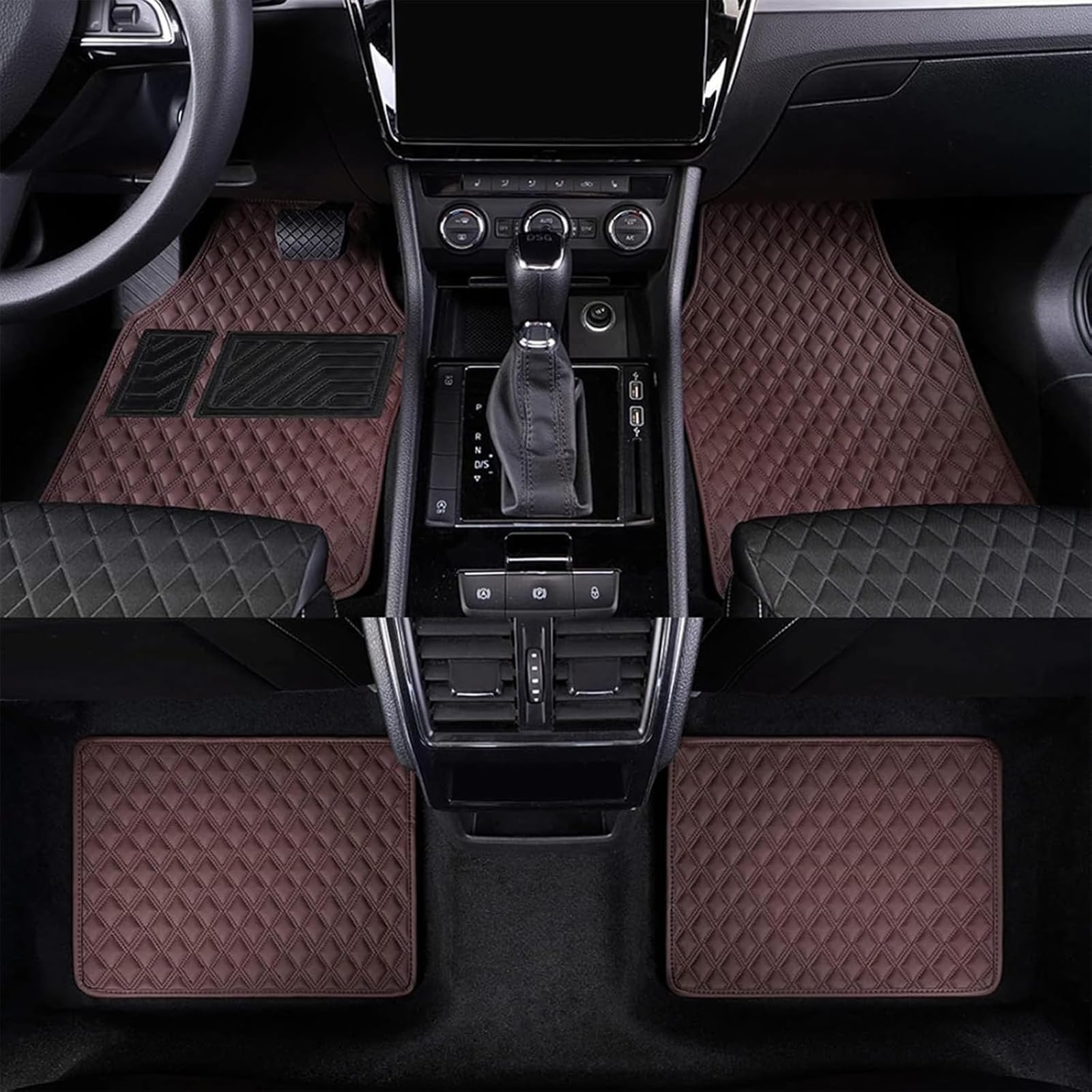 4 Pezzi Auto Tappetini in Pelle PU per Ford Ranger T9 Raptor Wildtrak XLT Fussmatten 2023 2024,Tappetini Abitacolo Anteriori e Posteriori Tappeto Fodera Tappeti Moquette Impermeabile Interni Accessori