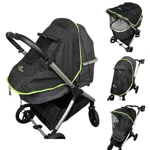 Universal Sun Shade and Mosquito Shield for Strollers – Baby Stroller Accessories – Blackout Cover Accessory and Visor for Boys and Girls – Versatile Stroller Attachment & Protector
