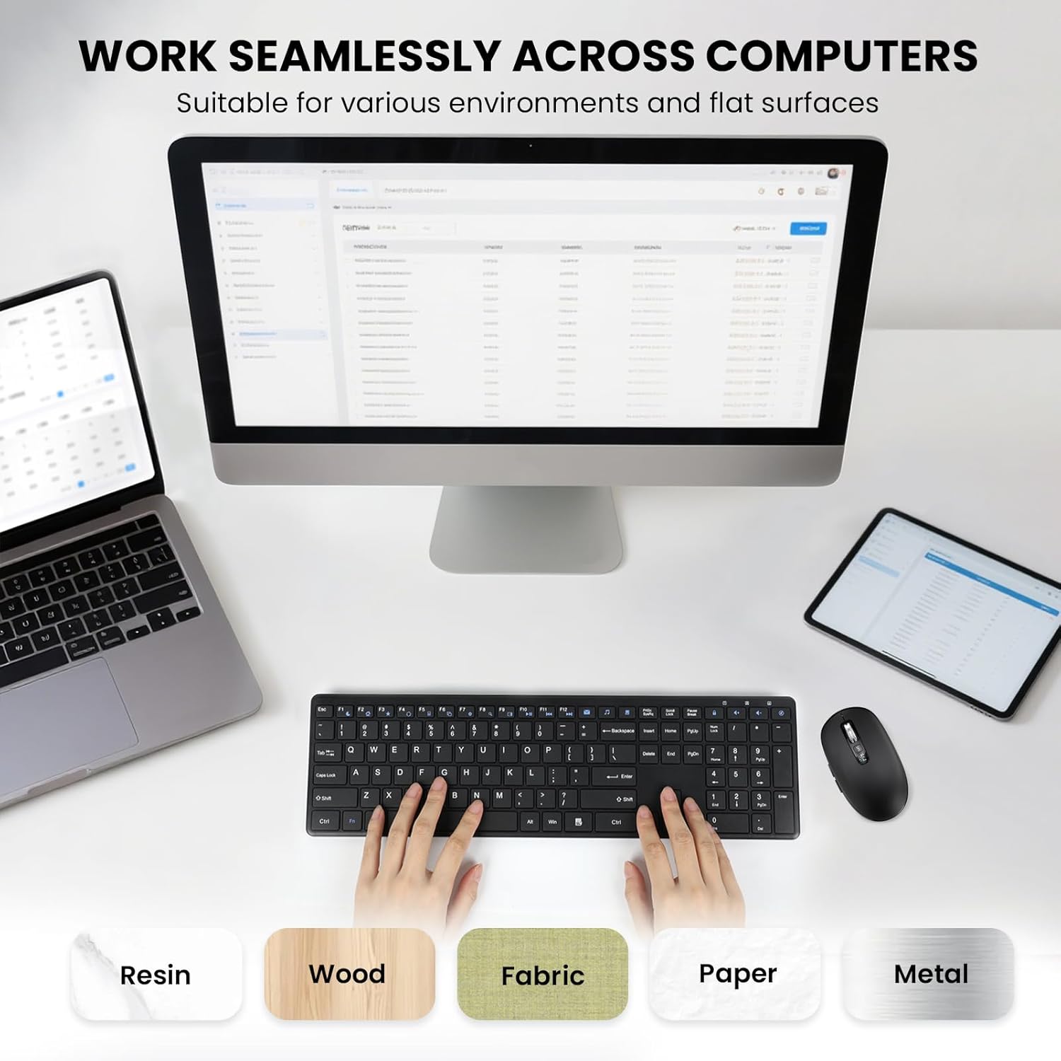 Wireless Bluetooth Mouse,USB+BT×2,Multi Device Ergo Full Size Mouses-big Hand,Metal 4-Way Super Scrolling,± 3000 DPI,10 Buttons,Plug&Play,Quiet,w/ 2 Batteries,Mice for Laptop,Computer,Tablet,Mac,iPad