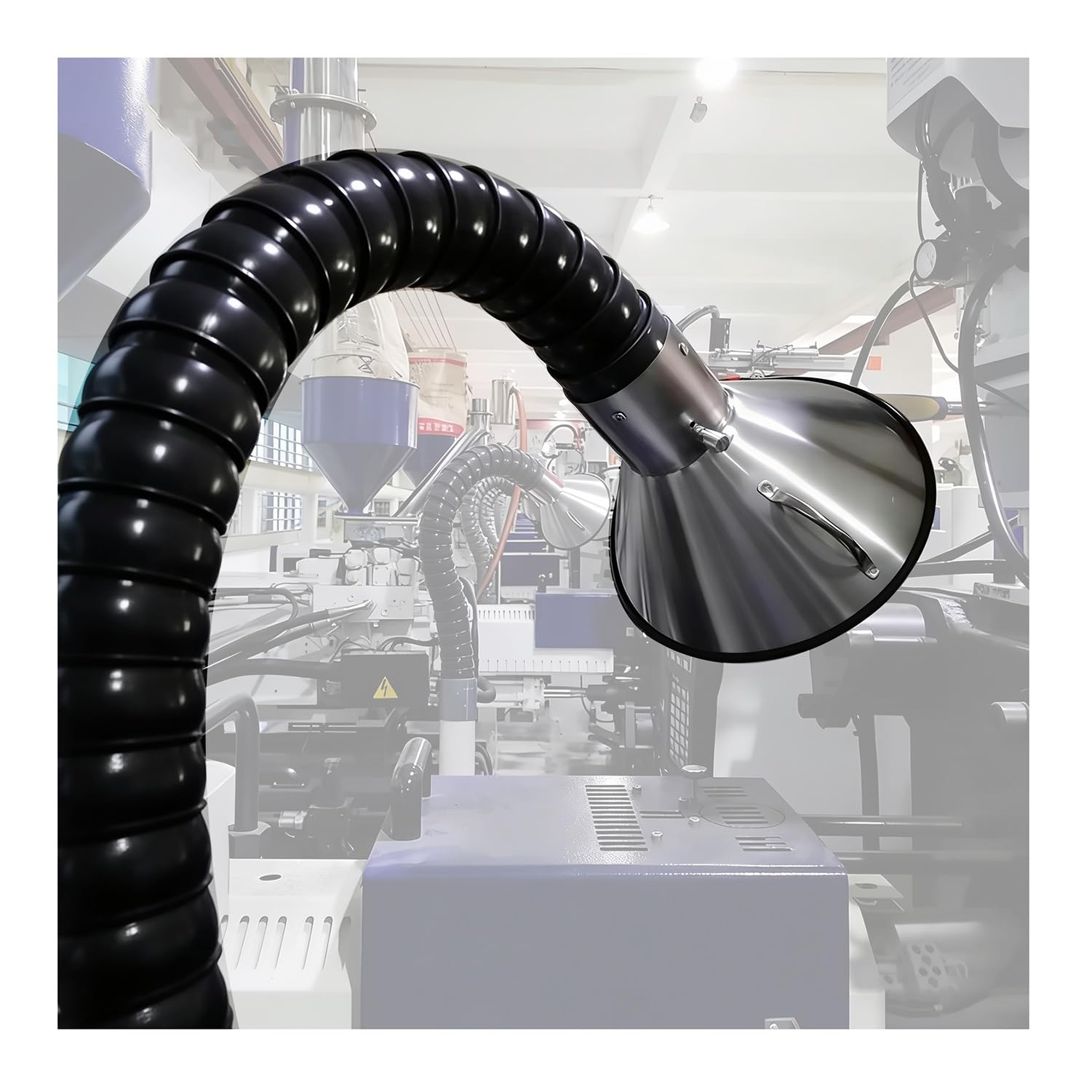 Brazo Extractor de Humos de 0,8 a 3 m, conducto Flexible y moldeable para Gases residuales industriales, con válvula Ajustable, para fábricas, talleres y Laboratorios (L 1 m, DI 68 mm).