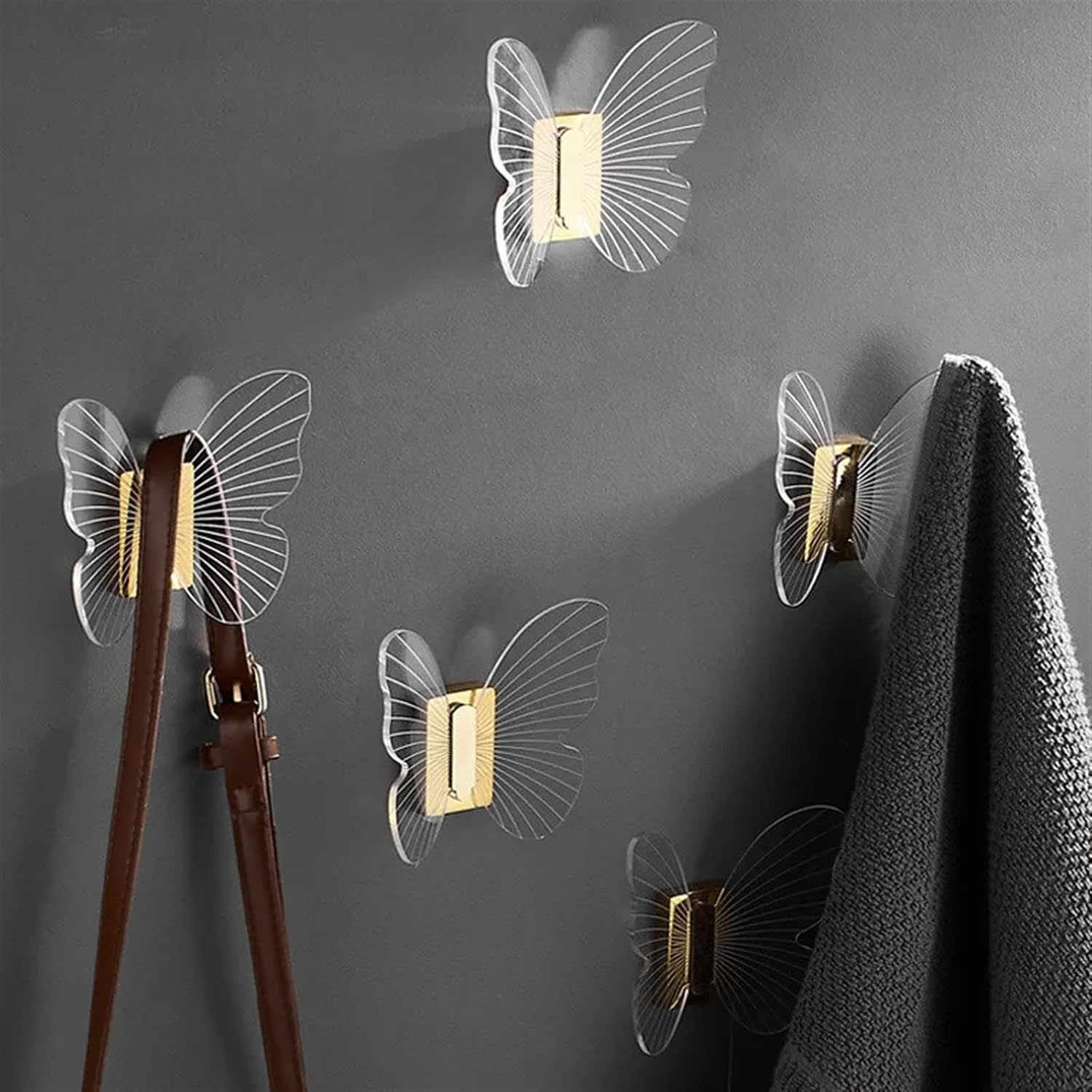 Transparent Wall Hook Acrylic Bathroom Accessories Towel Hook Gold Coat Rack Hanger 1Pcs