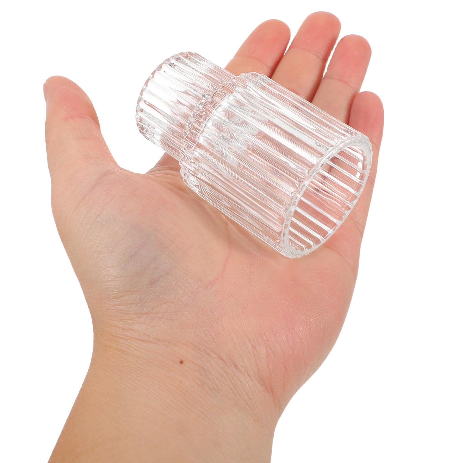 10 Pezzi Portacandele in Vetro per Lumini da Tè Portacandele in Vetro a Righe Elegante per Centrotavola Decorazioni Tavola Matrimonio e Festive