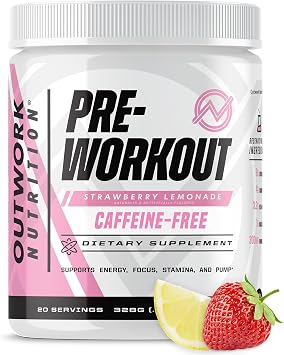 Outwork Nutrition Non-Stim Pre Workout Powder - Citrulline Malate, Beta-Alanine, Rhodiola Extract for Performance, Focus & Energy Boost - Preworkout for Men, Women Caffeine Free, Strawberry Lemonade