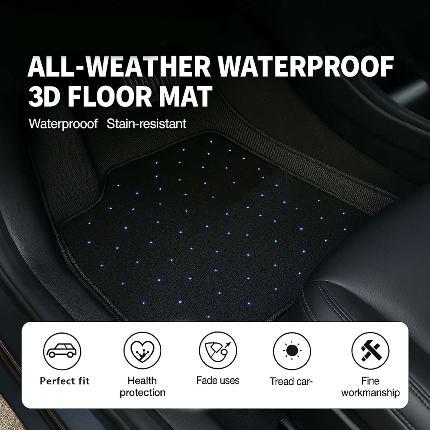 Starlight LED Car Floor Mats - Universal Fit, Starlinkmats Mats App-Controlled Fiber Optic Lights, Waterproof and Washable, Creates a Romantic Atmosphere for Dates（DC+USB）