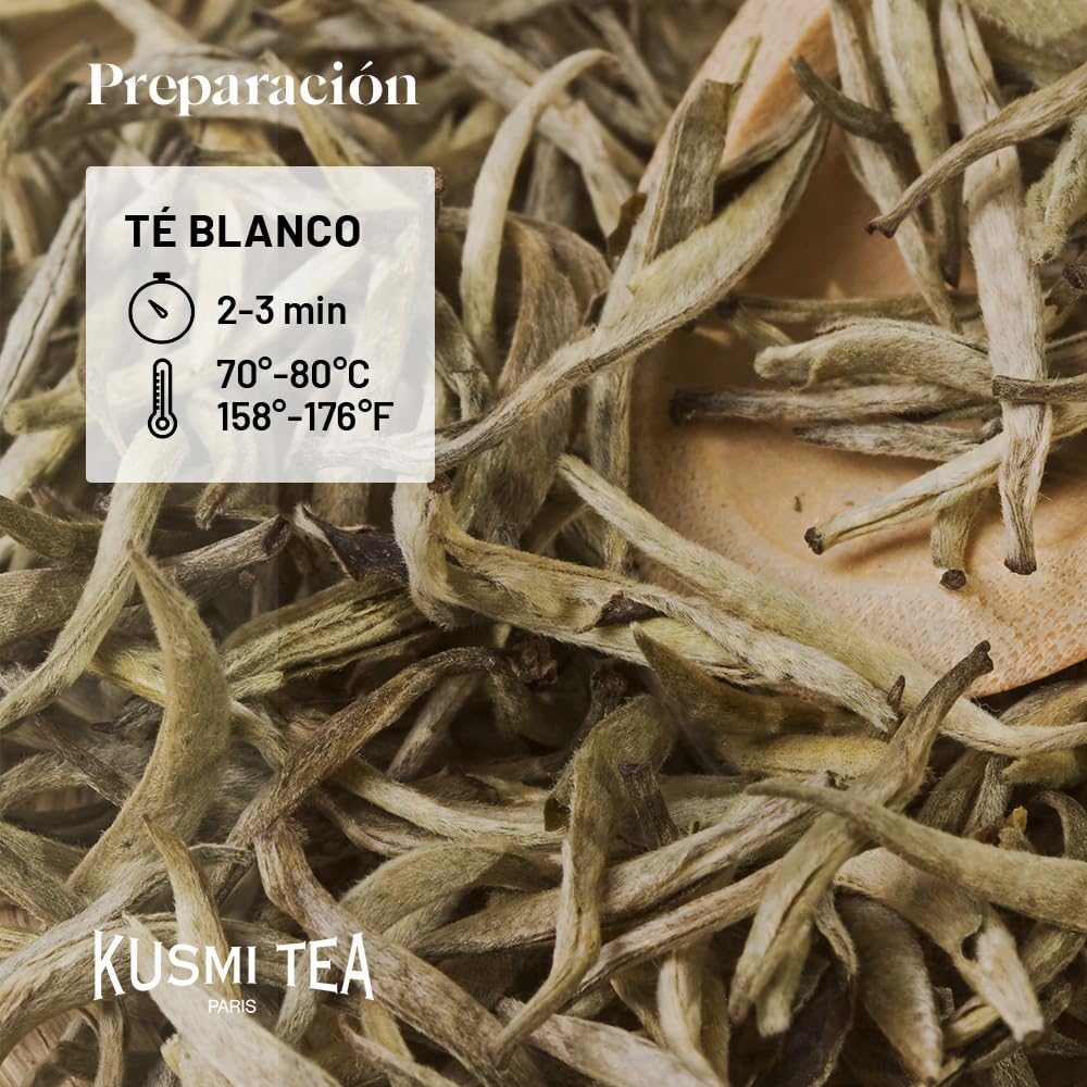 Kusmi Tea White Bellini Té Blanco Orgánico Melocotón Albaricoque Lata 90g 50 tazas