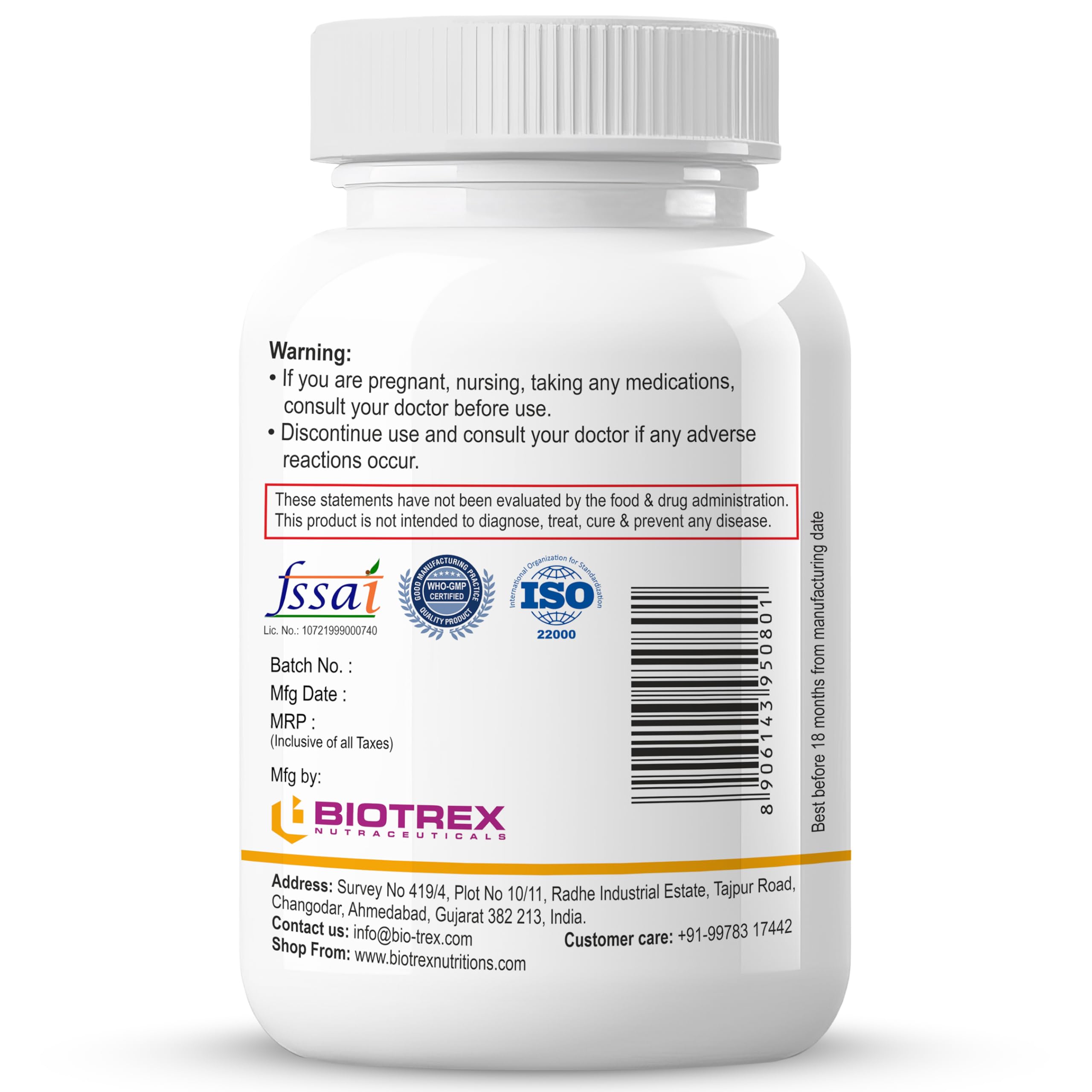 Biotrex Nutraceuticals Taurine 500mg - 60 Veg Capsules 1
