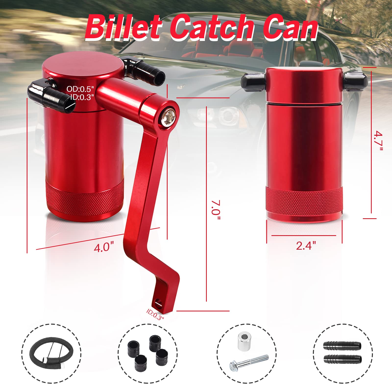 Billet Oil Catch Can 6.4L Air Oil Separator Technology Z-Bracket Scat Pack