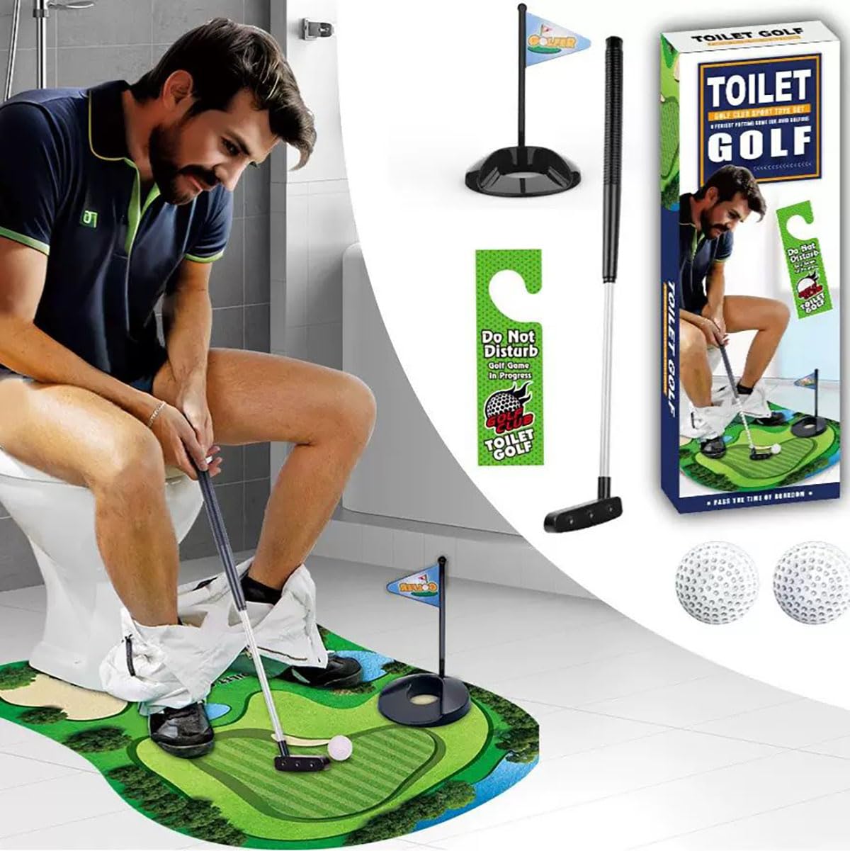 Ensemble de jeu de golf de toilette pour homme, pratique du mini golf dans toutes les toilettes, salle de bain, fête des pères, éléphant blanc, cadeaux de Noël, Saint-Valentin