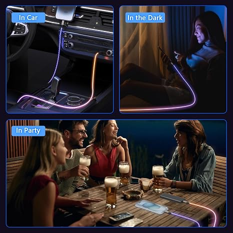 LED Breathing Flowing Light Up USB C to Lightning Charger Cable,RGB Colorful Gradual Charging Cord for iPhone 14 Pro Max13/12/11 Pro Max/Mini/XS MAX/XR/XS/X/8/7/Plus iPad-3ft,[Apple MFi Certified]