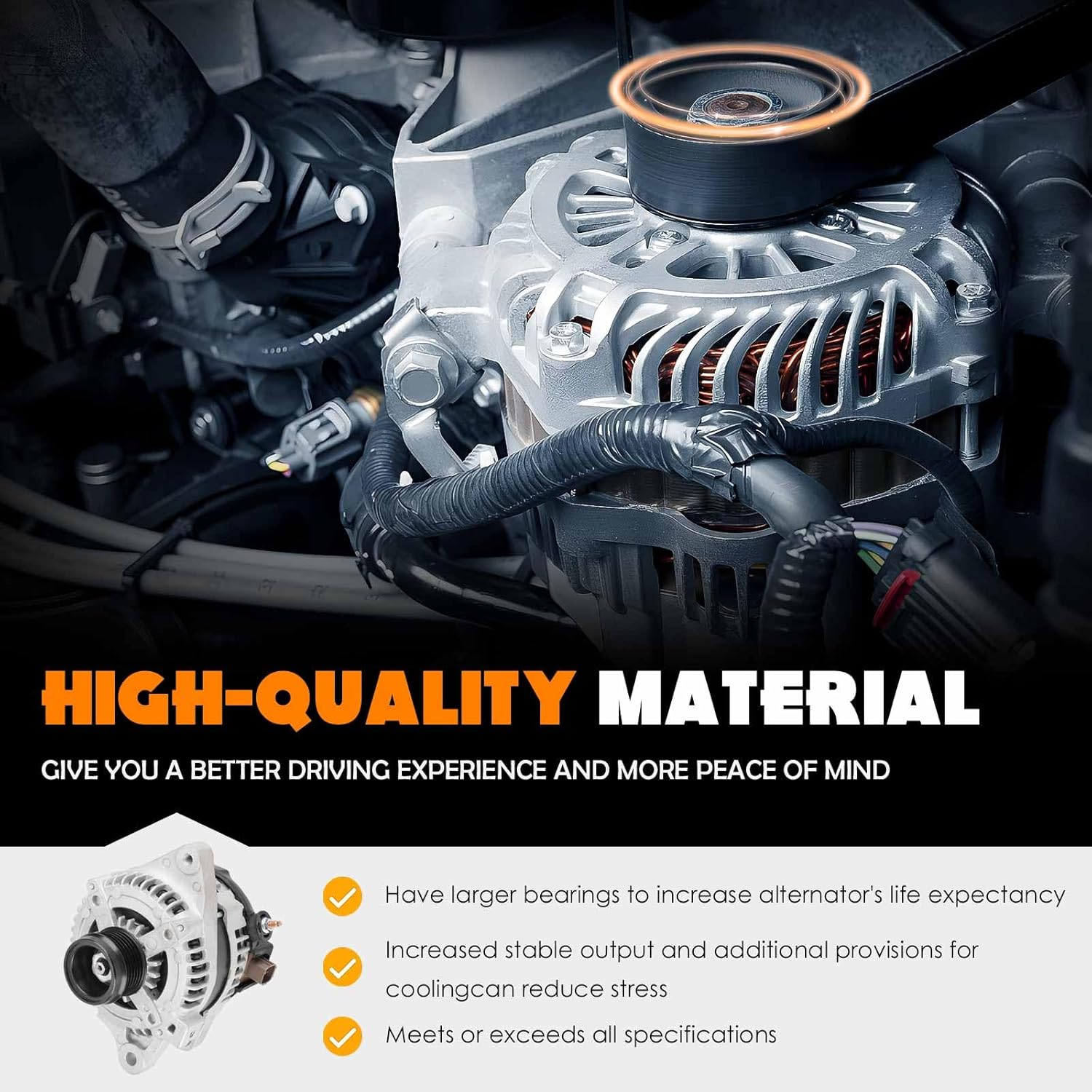 New Alternator 1.8 1.8L Fit for Toyota Corolla CE/LE/S 2009-2013, for Scion xD Base Model 2008-2014, L4 1.8L 100Amp 12V CW, 210-0699 104210-5490 104210-5491 27060-0P150 11385