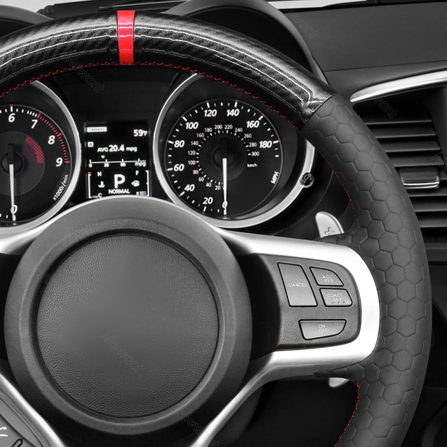 MEWANT Car Steering Wheel Cover for Mitsubishi Lancer Evolution 10 X 2008-2015 Hand-Stitched Car Steering Wheel Wrap