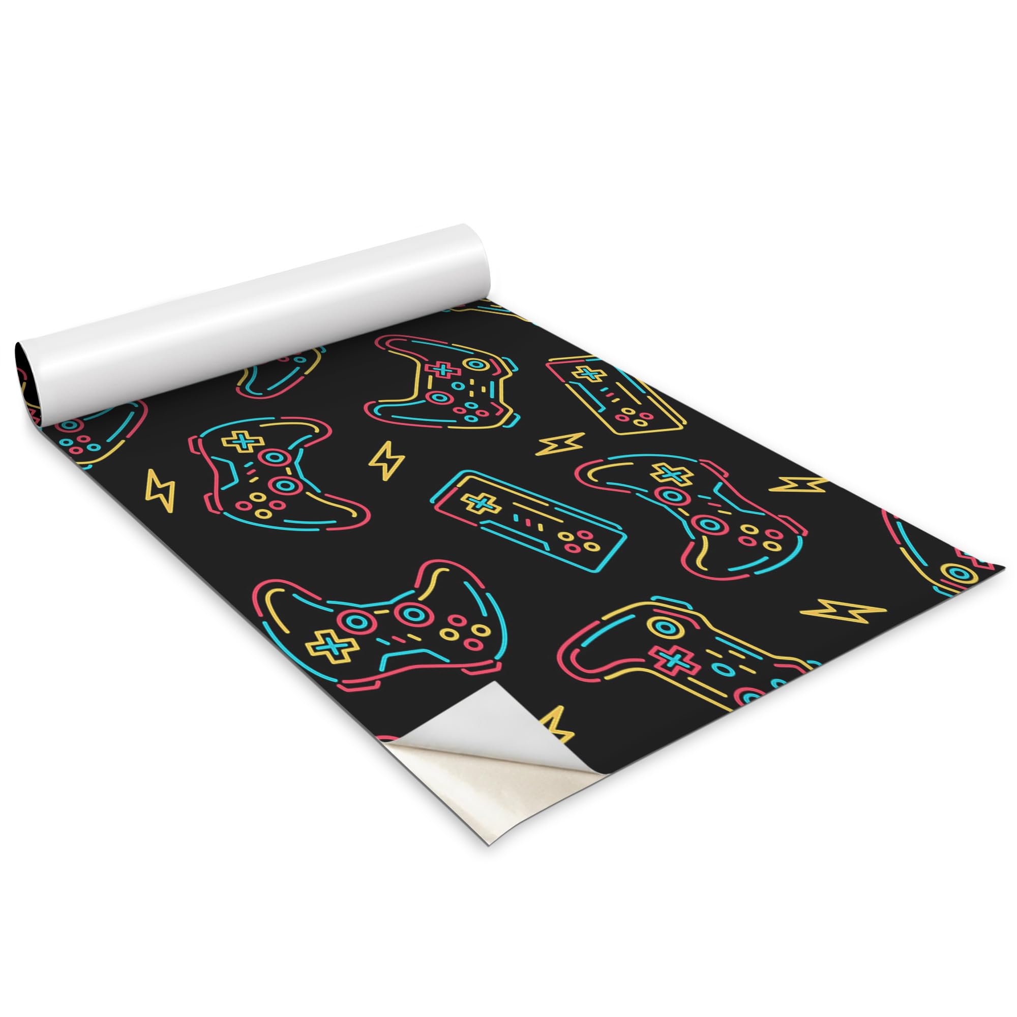 Pegatinas mate para dormitorio gamer con diseño de mandos y formato 100x50 cm