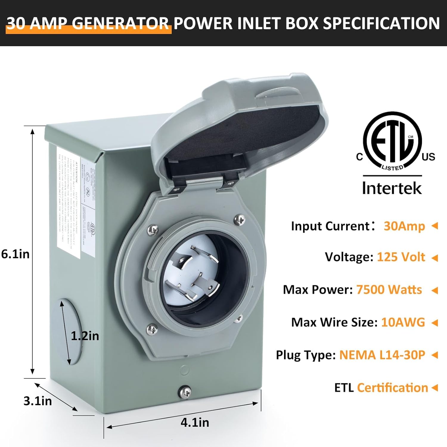 BOYISEN Pre-Drilling 30 Amp Generator Inlet Box and Battery Operated Liquid Transfer Pump