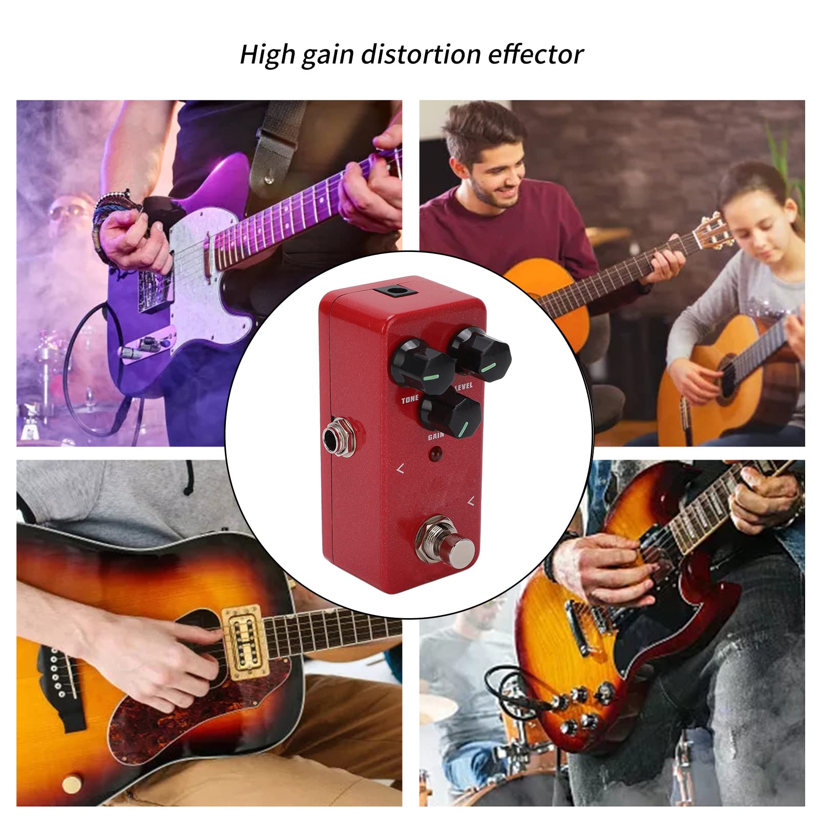 Qqmora Pacchetto di Distorsioni in Metallo Ad Alto Guadagno Compatto Rosso a Pedale di Distorsione per Musicisti Metal per Capelli con Chitarra Elettrica