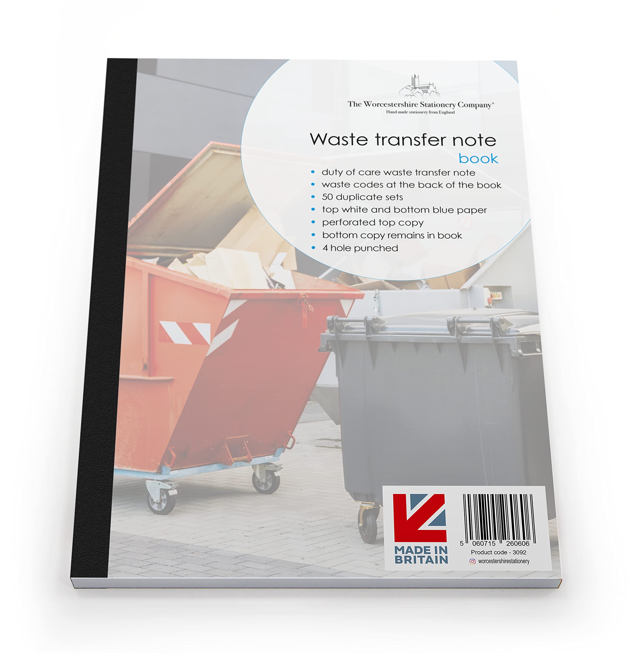 A4 Duty of Care Waste Transfer Note Pads with Waste Codes, 2 Part (Duplicate), 50 Sets per Book
