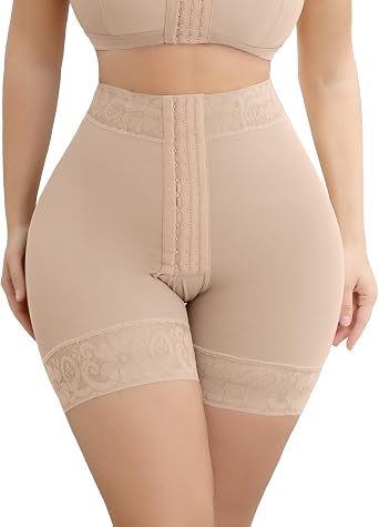 SHAPSHE High-Waist Shapewear Shorts, Tummy Control, 3-Row Front Hooks