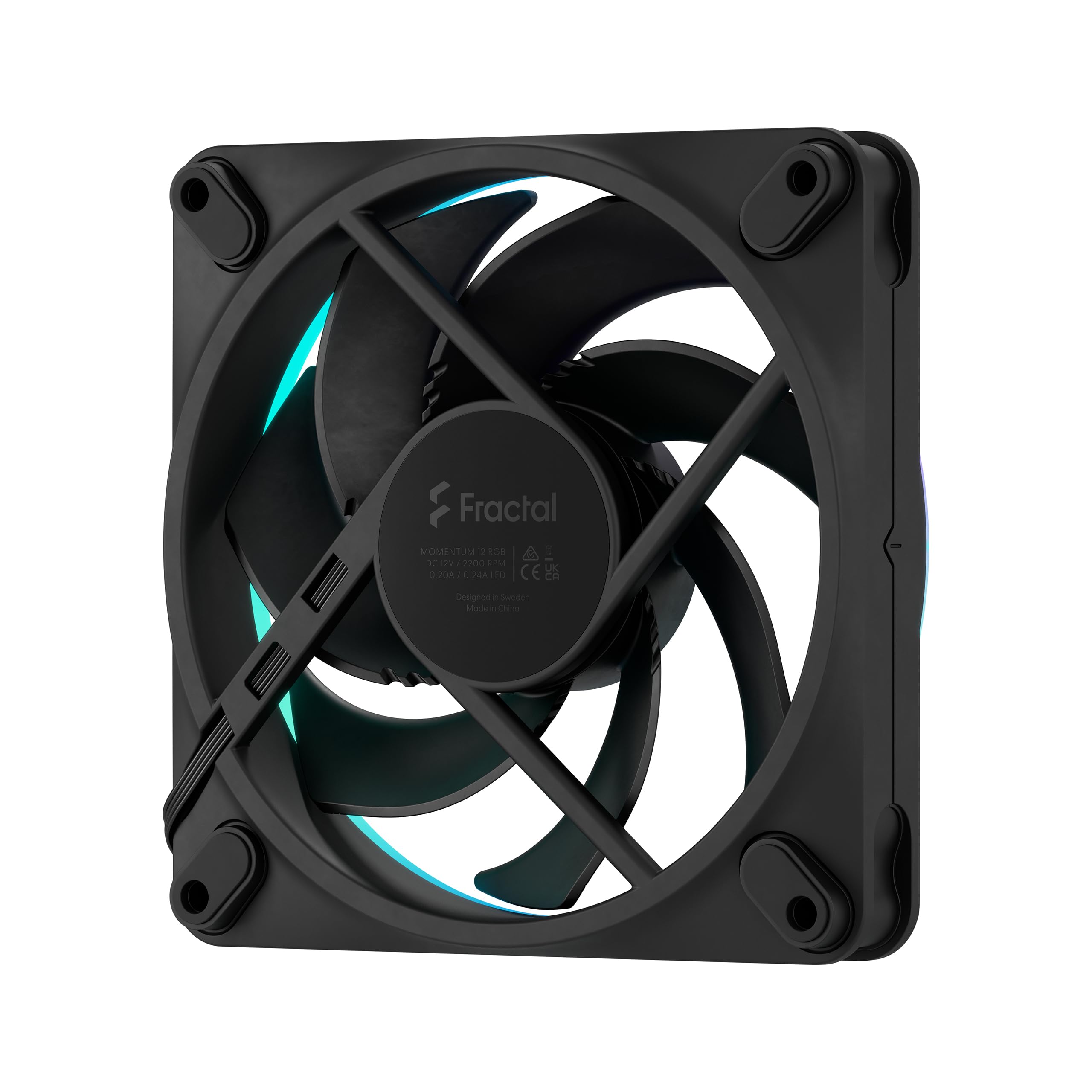 Fractal Design Momentum 12 RGB - Ventola silenziosa per case PC - 120 mm - ARGB Gen 2 - 16 LED - Pale in polimero a cristalli liquidi (LCP) - Nero