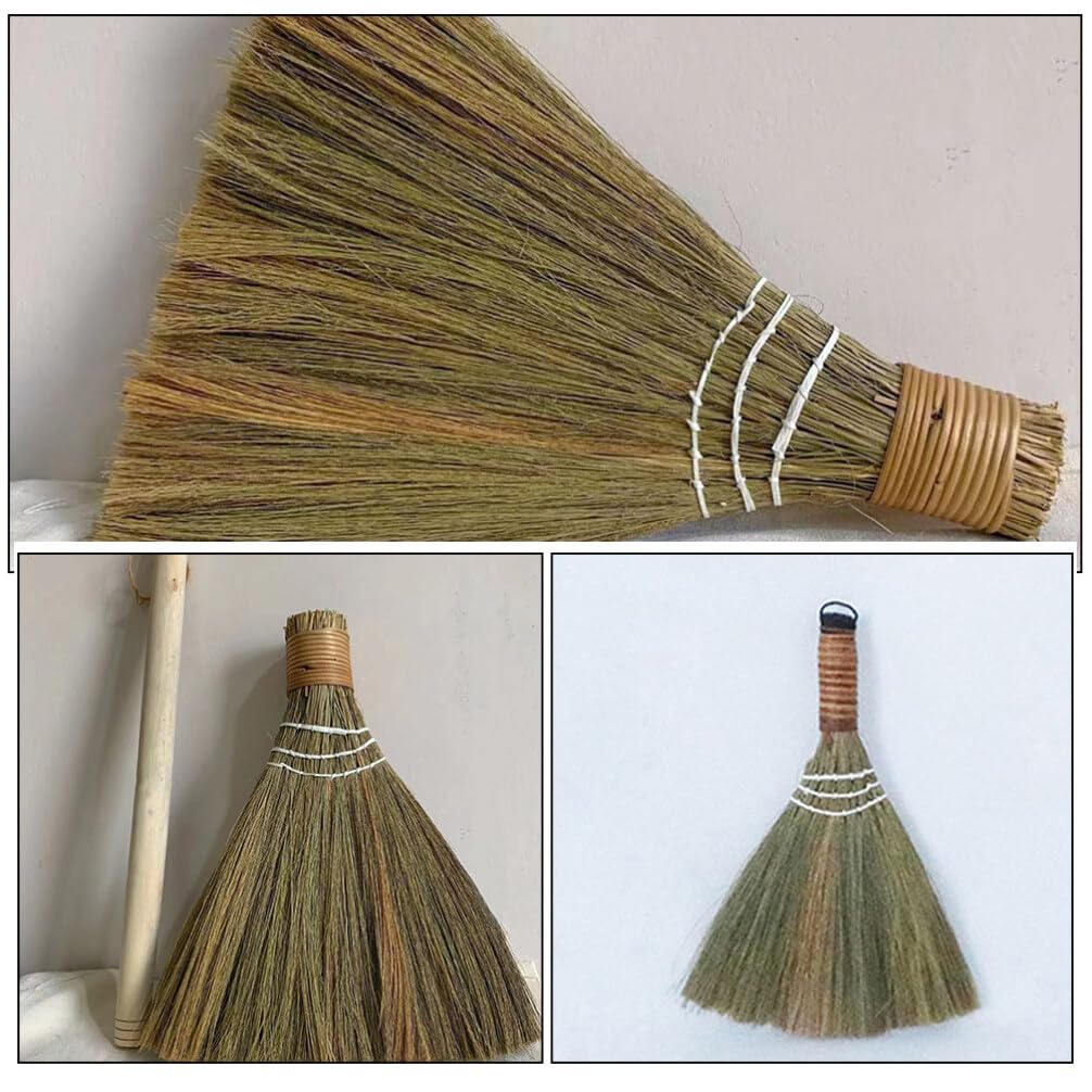 IMIKEYA 2 Stück Natürlicher Schneebesen Vietnamesischer Strohbesen Maisbesen Thailändischer Grasbesen Kein Statischer Asiatischer Staubbesen Besenstiel Handbürste Holzgriff Für
