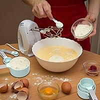 Vista 7 de Juego de tazas y cucharas medidoras TILUCK, tazas y cucharas apilables, tazas medidoras anidables con mango de acero inoxidable, accesorios de Verde