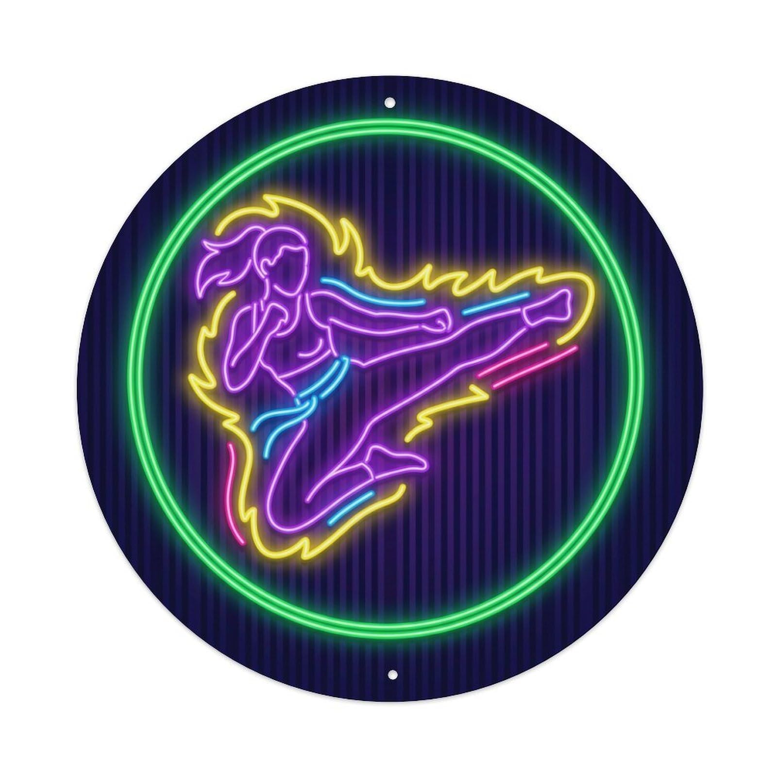 Vintage Faux Neon Gym Retro Bodybuilding Martial Metal Tin Sign