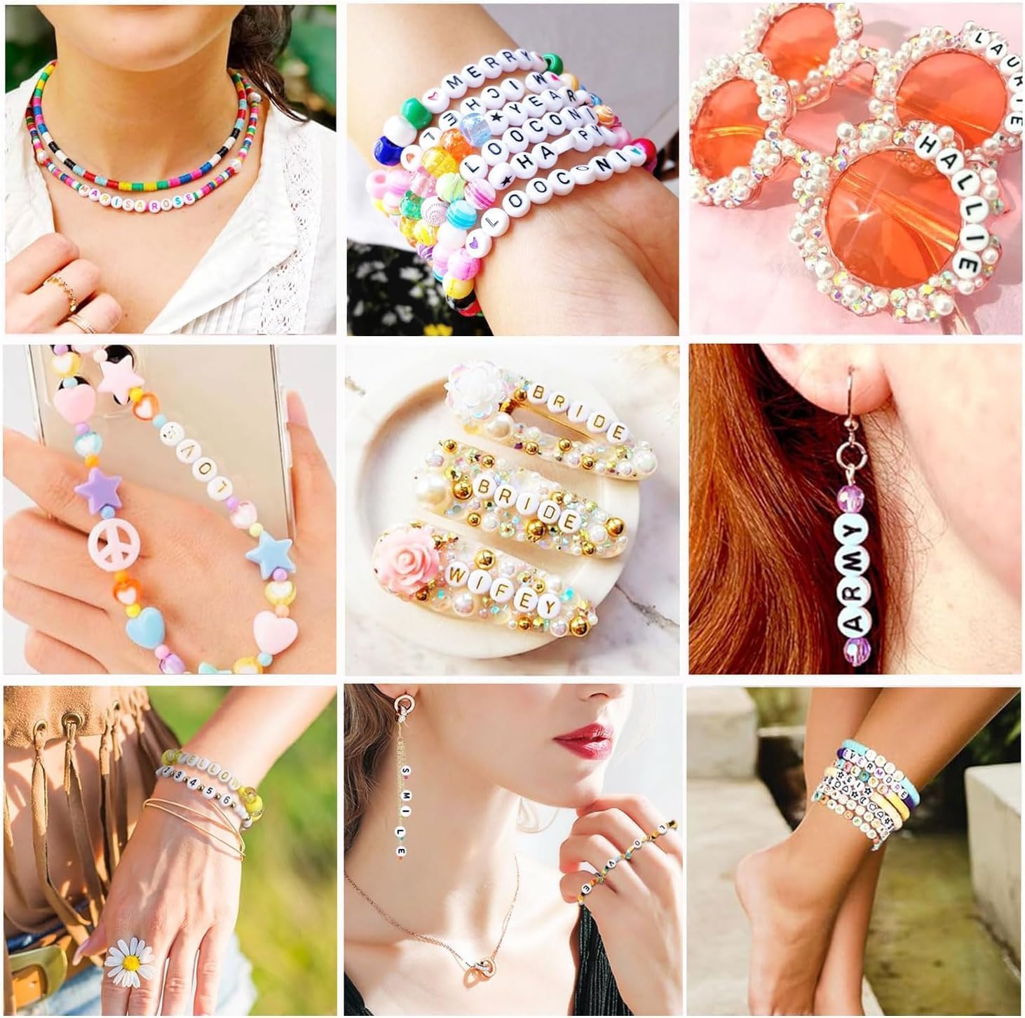 Frundoo Perline per Braccialetti Kit Braccialetti fai da te 680 Pezzi 24 colori 8mm perline per bigiotteria,Bigiotteria,Bambini,Adulti,Kit Braccialetti Perline Colorate