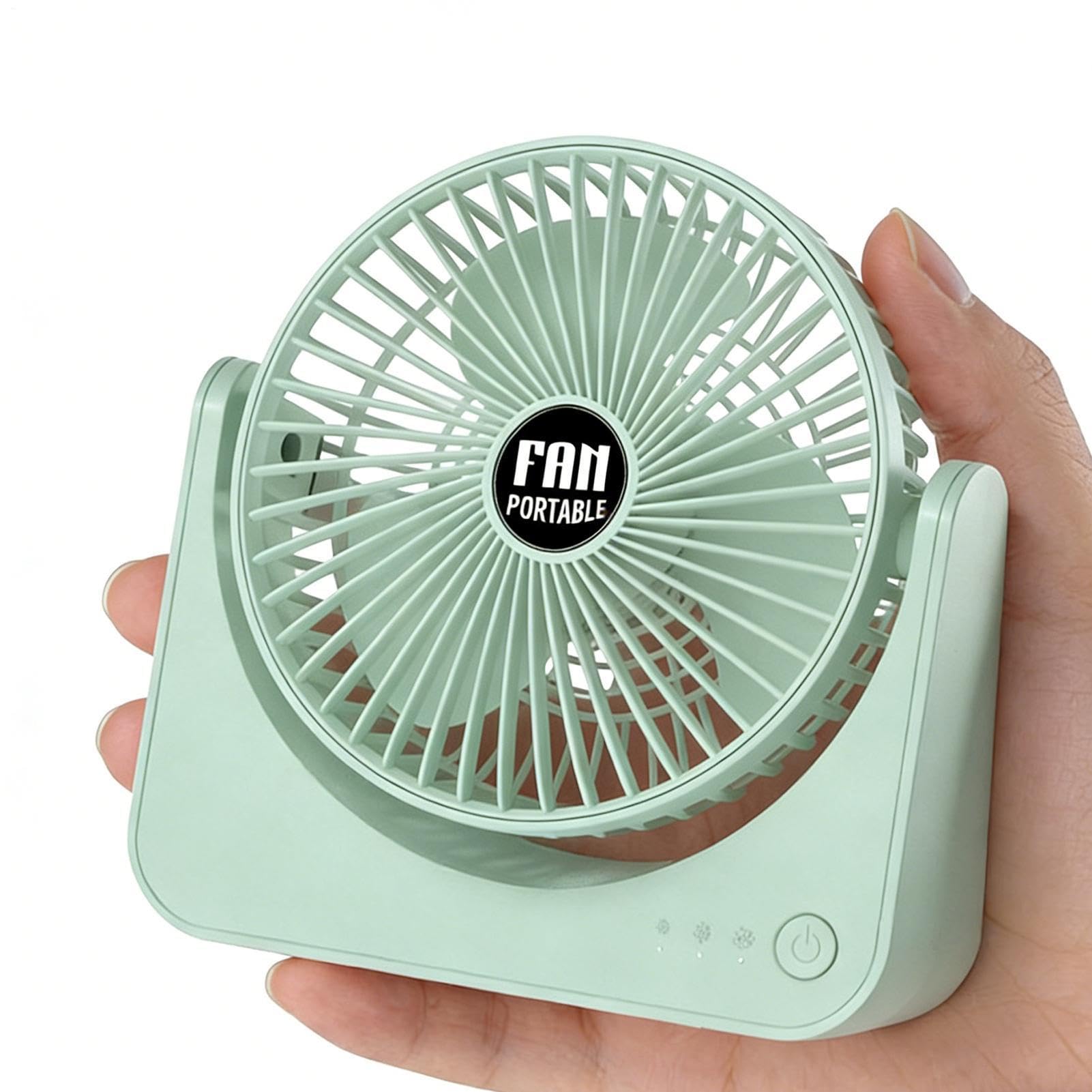 Ventilateur de table rechargeable à 3 vitesses pour bureau et maison