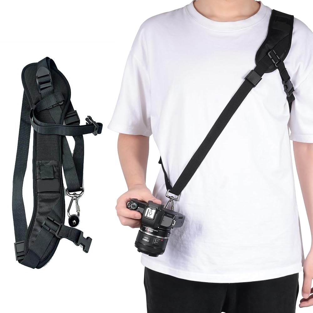 Tracolla A X Per Fotocamera E Binocolo - Regolabile, In Nylon E Pelle, Doppia Spalla, Ideale Per Birdwatching E Outdoor - Foto 4