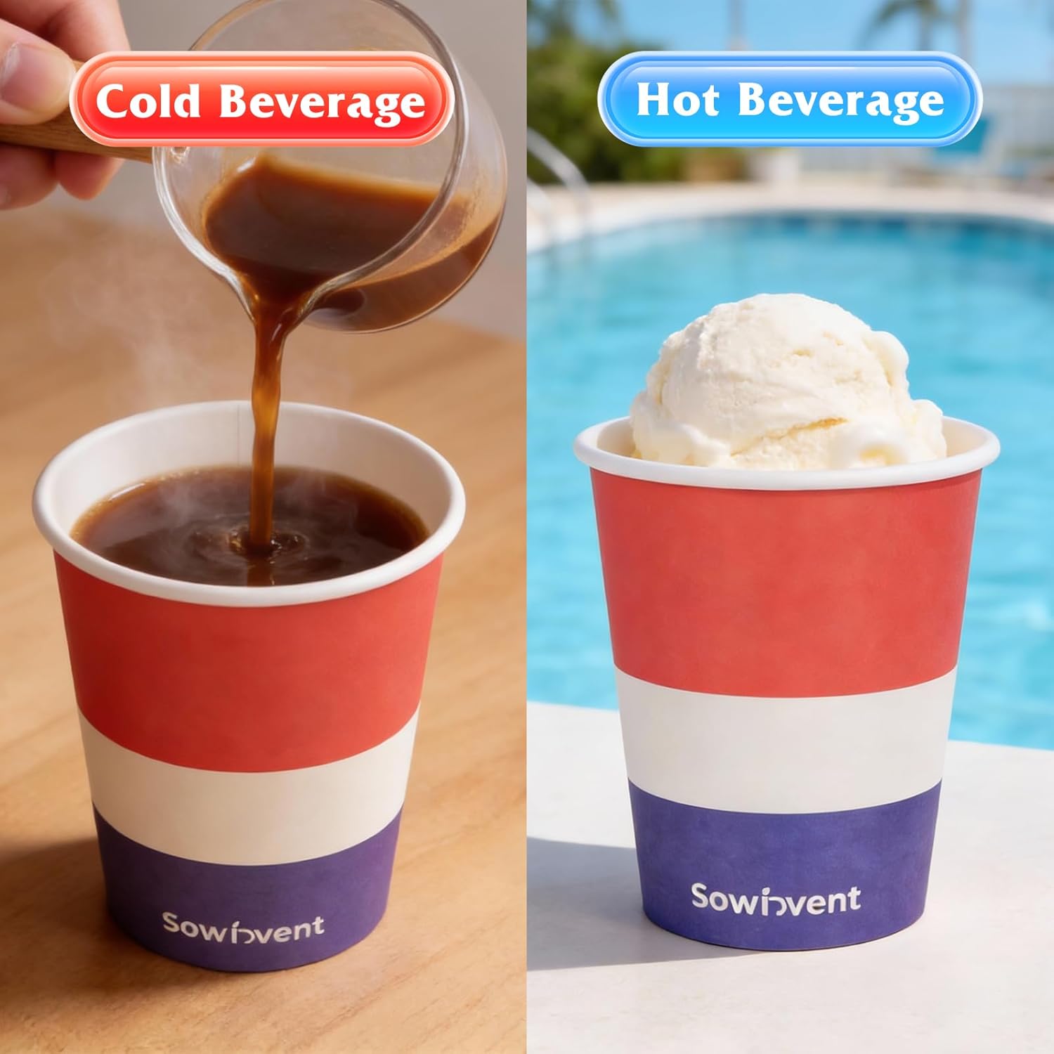 8 oz 200 Count Paper Coffee Cups, Orange Disposable Drinking Cups for Hot or Cold Beverage and Cocoa Iced Water for Picnic, Office, Business - Image 2