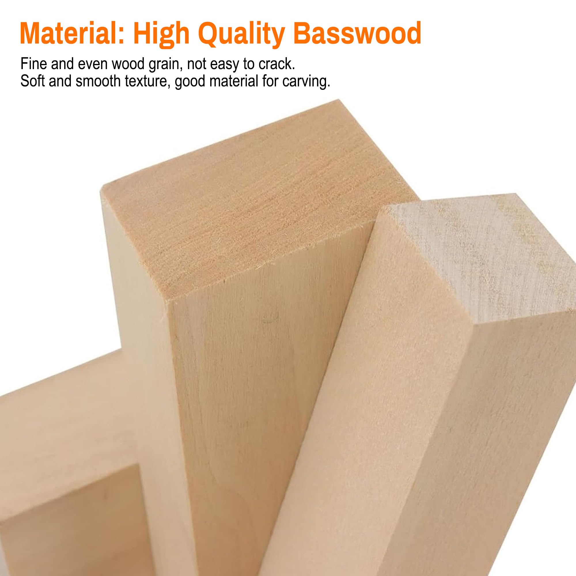 18PCS Basswood Carving Blocks for Whittling: Soft Carving Wood Blanks for Beginners & Hobbyists Natural Unfinished Wood Blocks for DIY Woodcraft Figure Carving School Craft Projects - Image 3