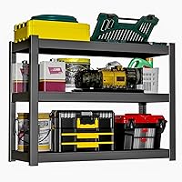 Vista 1 de Estantes de almacenamiento de metal para garaje, unidad de estantería resistente, estantes de organización ajustables de acero de 3 niveles