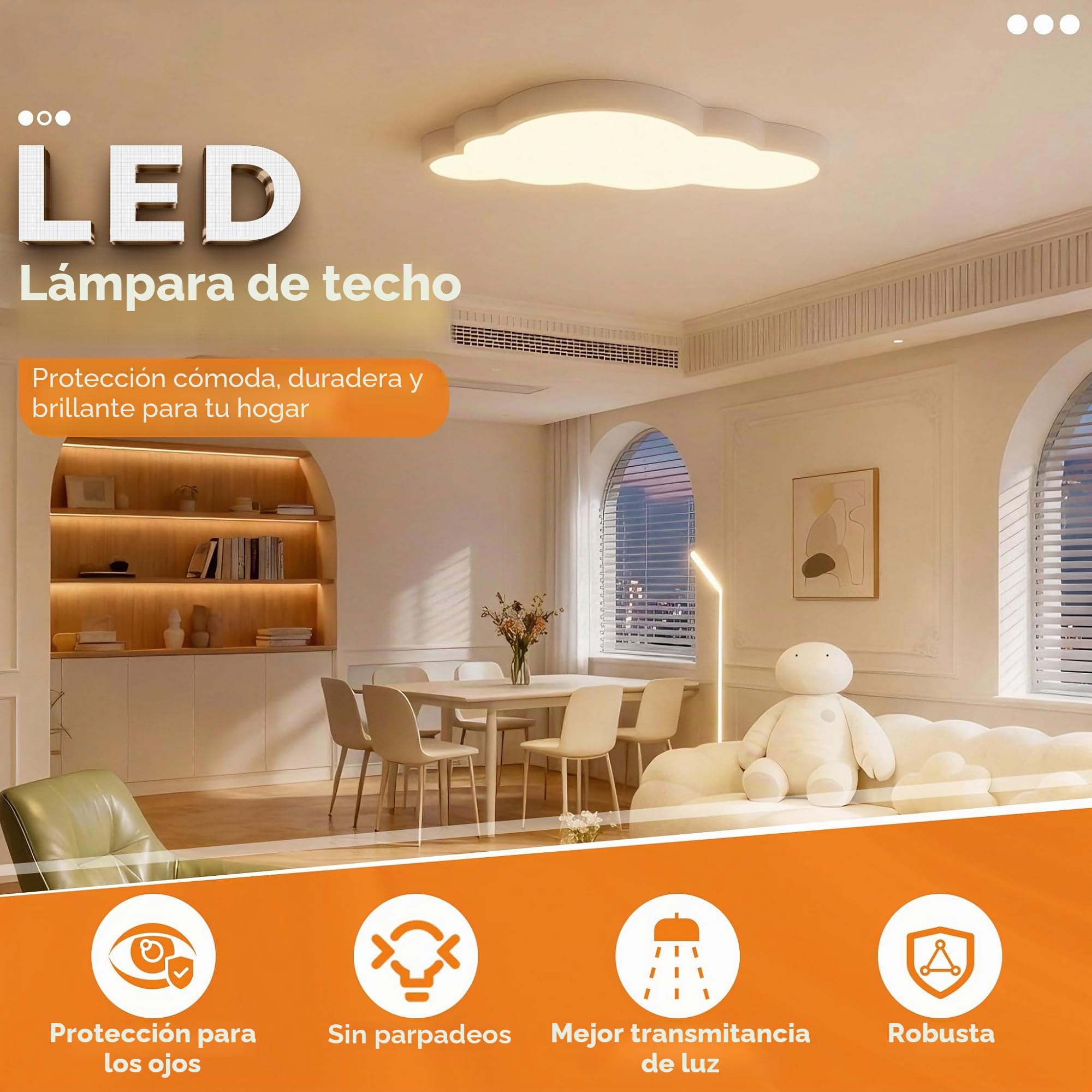 UISERBT 48W LED luz de Techo Nubes luz de Techo Regulable con Lámpara de Control Remoto Nursery Cloud Nursery Lámpara Moderna Para Dormitorio Infantil
