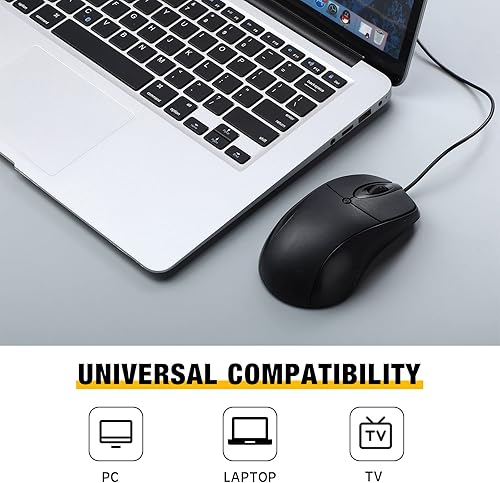 Miniatura 6 de 50 unidades de ratón negro con cable USB a granel 1000 DPI 3 botones con cable de computadora Mouse Mini Cable Ratón Ratón para juegos Ratón de