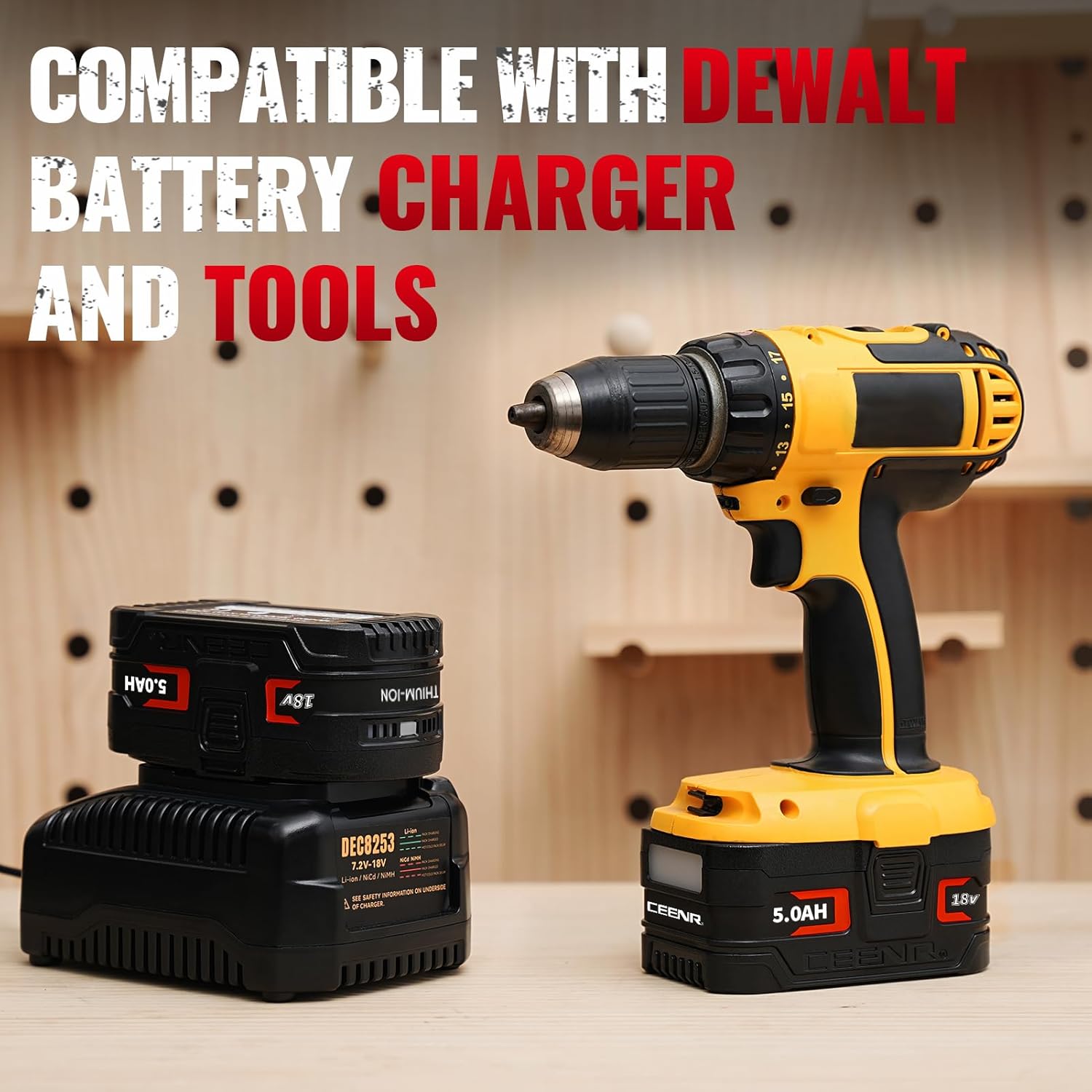 CEENR 18V 5.0Ah Batteries for DeWalt 18V Battery Compatible with Dewalt Battery Compatible with DE9096 DC9098 DE9098 DE9098 DW9096 DW9095 Cordless Power Tools