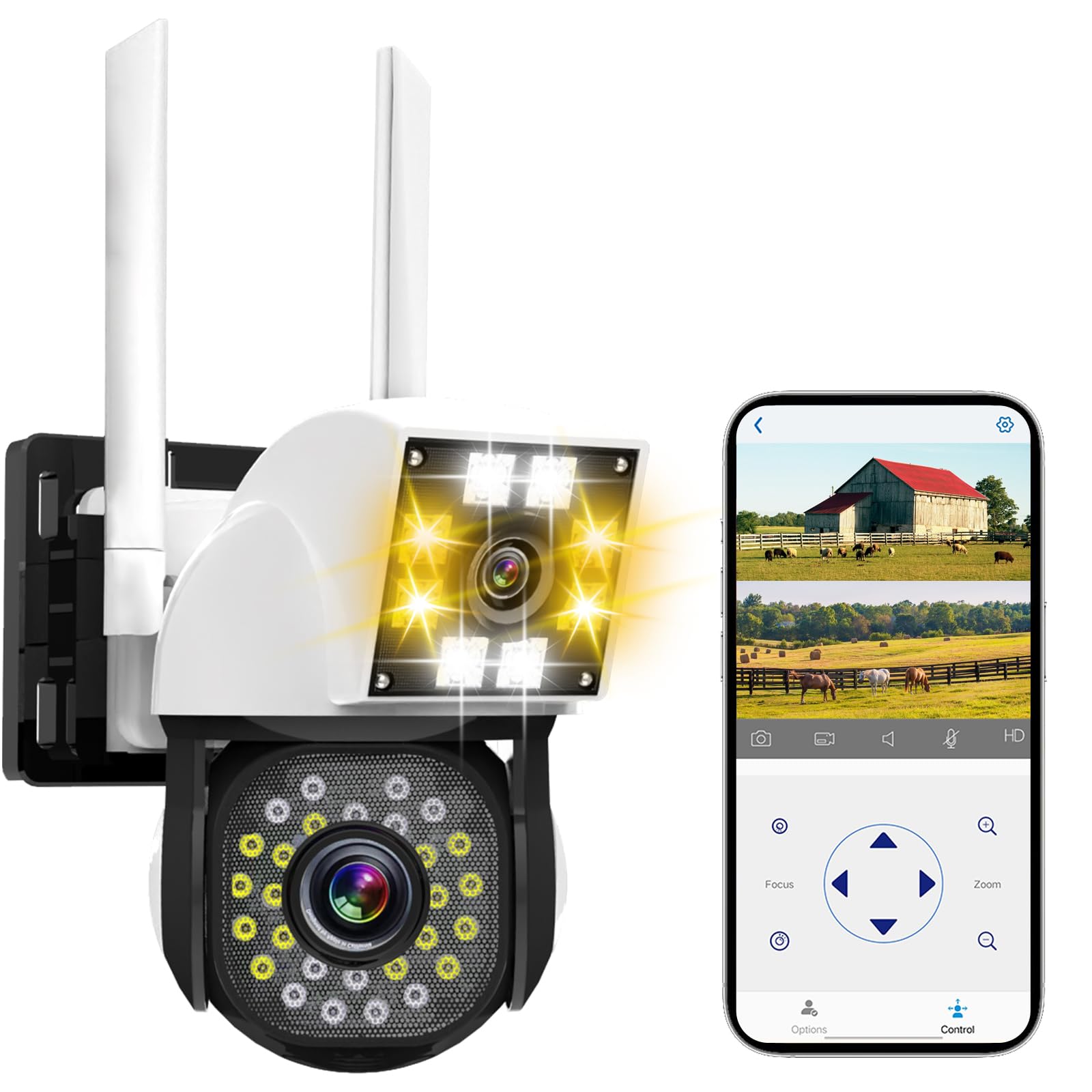 Photo 1 of *UNTESTED*
Dual Lens Indoor Security Camera - 2.4G WiFi, 360° PTZ Waterproof Camera, Battery Operated Camera for Home Indoor Seguridad Surveillance
