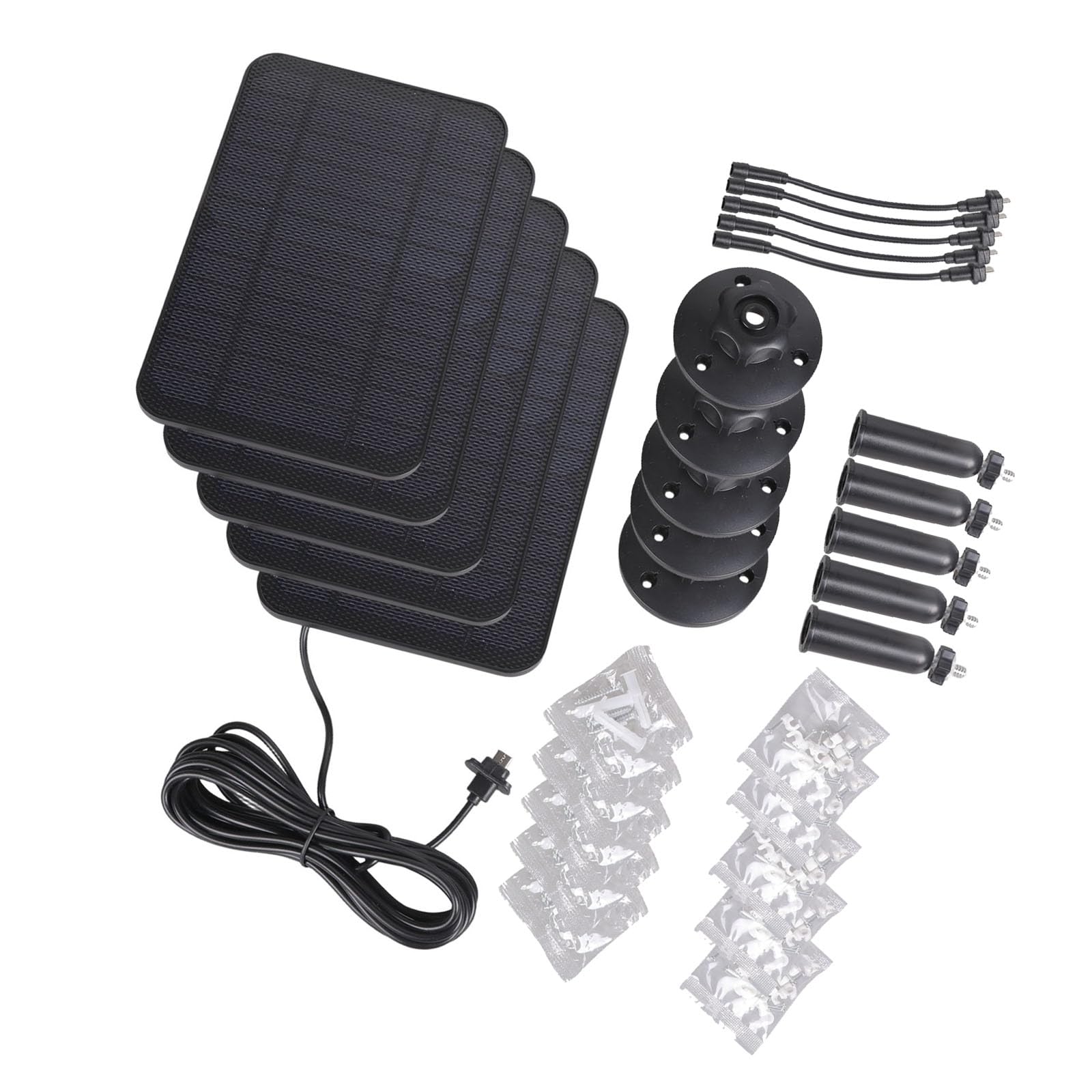 5 Stück Sun Panel Energieversorgung mit 2000mAh Akku für Überwachungskameras Wasserdicht und Verstellbare Halterung Scintillate Kamera Dauerleistung