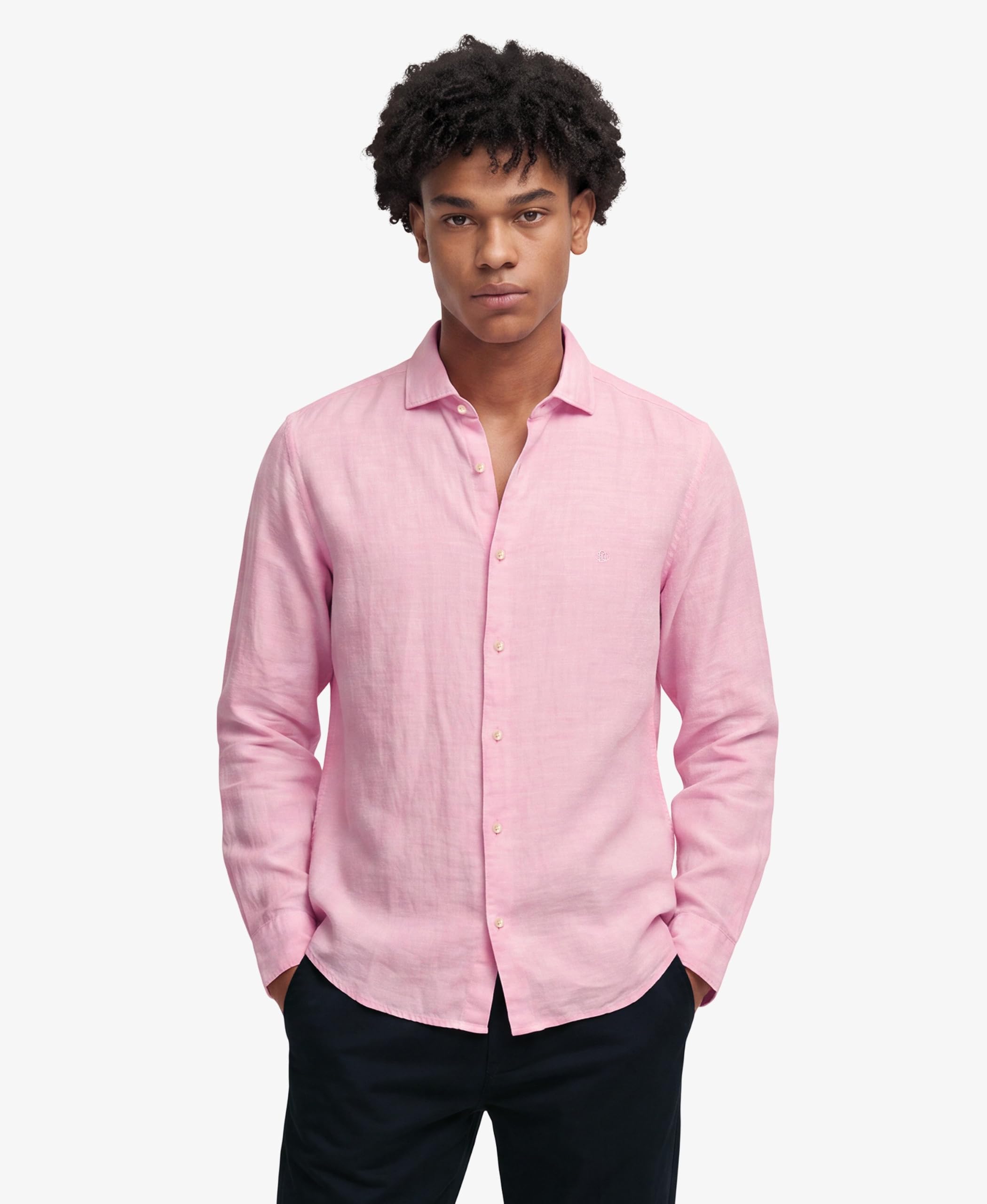 Superdry Herren Riviera Leinenhemd mit Langen Ärmeln