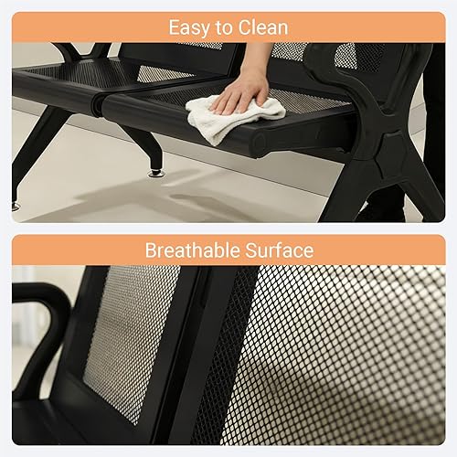 Miniatura 7 de Kinfant Banco de sala de espera de 2 asientos, sillas de sala de recepción con brazos, sillas de recepción de aeropuerto, sillas de vestíbulo,