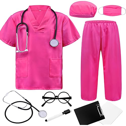 ZZIHAN Doctor Scrubs Set,Doctor Kit for Kids,Doctor Costume With Pretend Play Playset for Kids 3-12Years