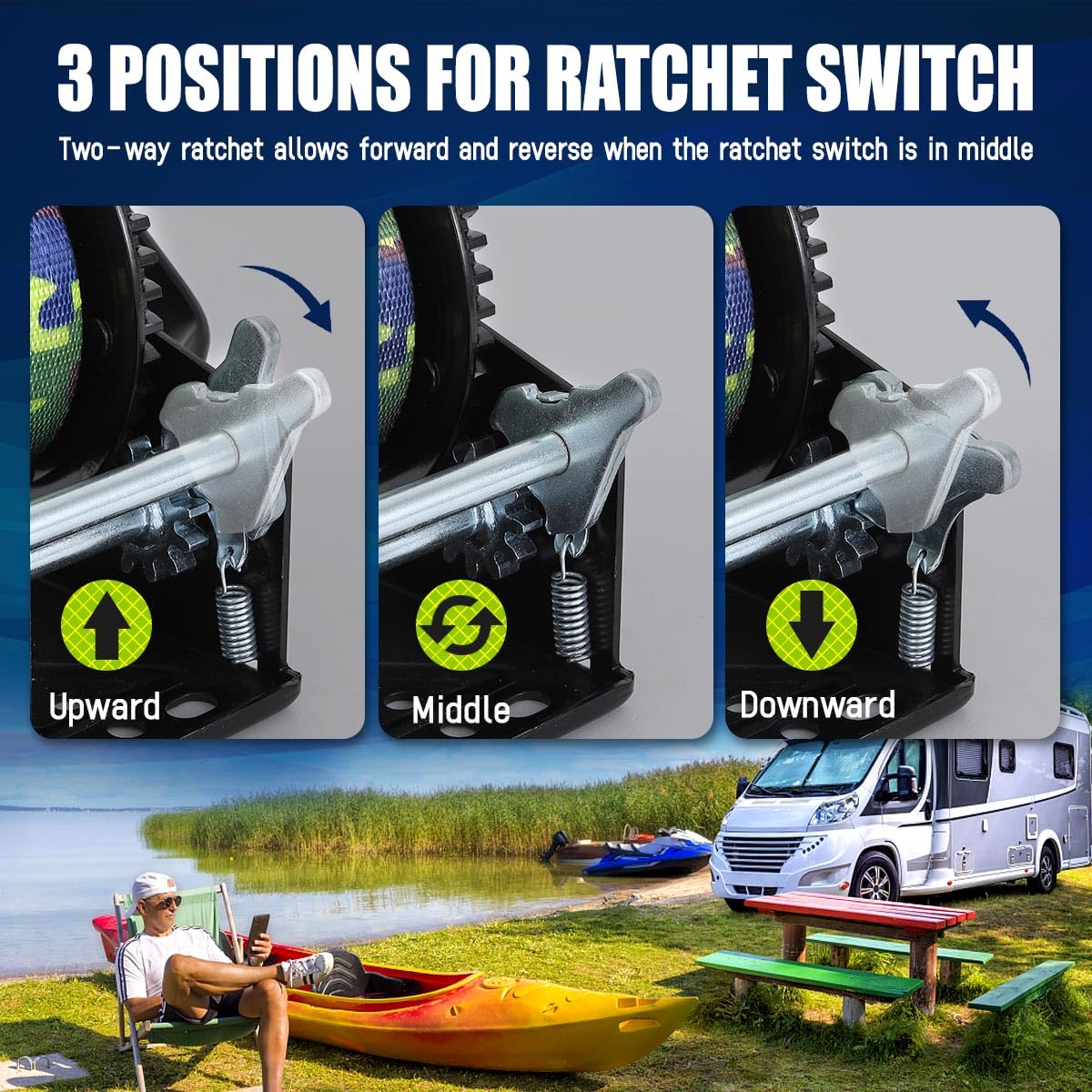 Amazon.co.jp: Linkloos トレーラー用ボートウィンチ 1600ポンド