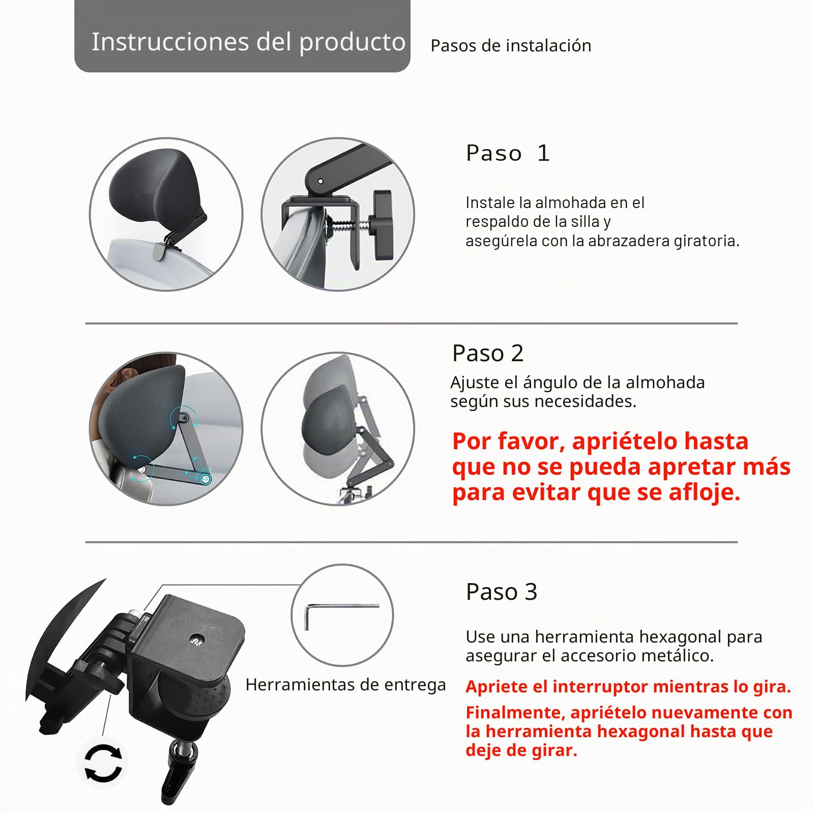 Reposacabezas de espuma viscoelástica para silla de oficina, reposacabezas de silla acoplable, soporte de cuello de silla de escritorio, almohada de esponja elástica para la cabeza de altura y